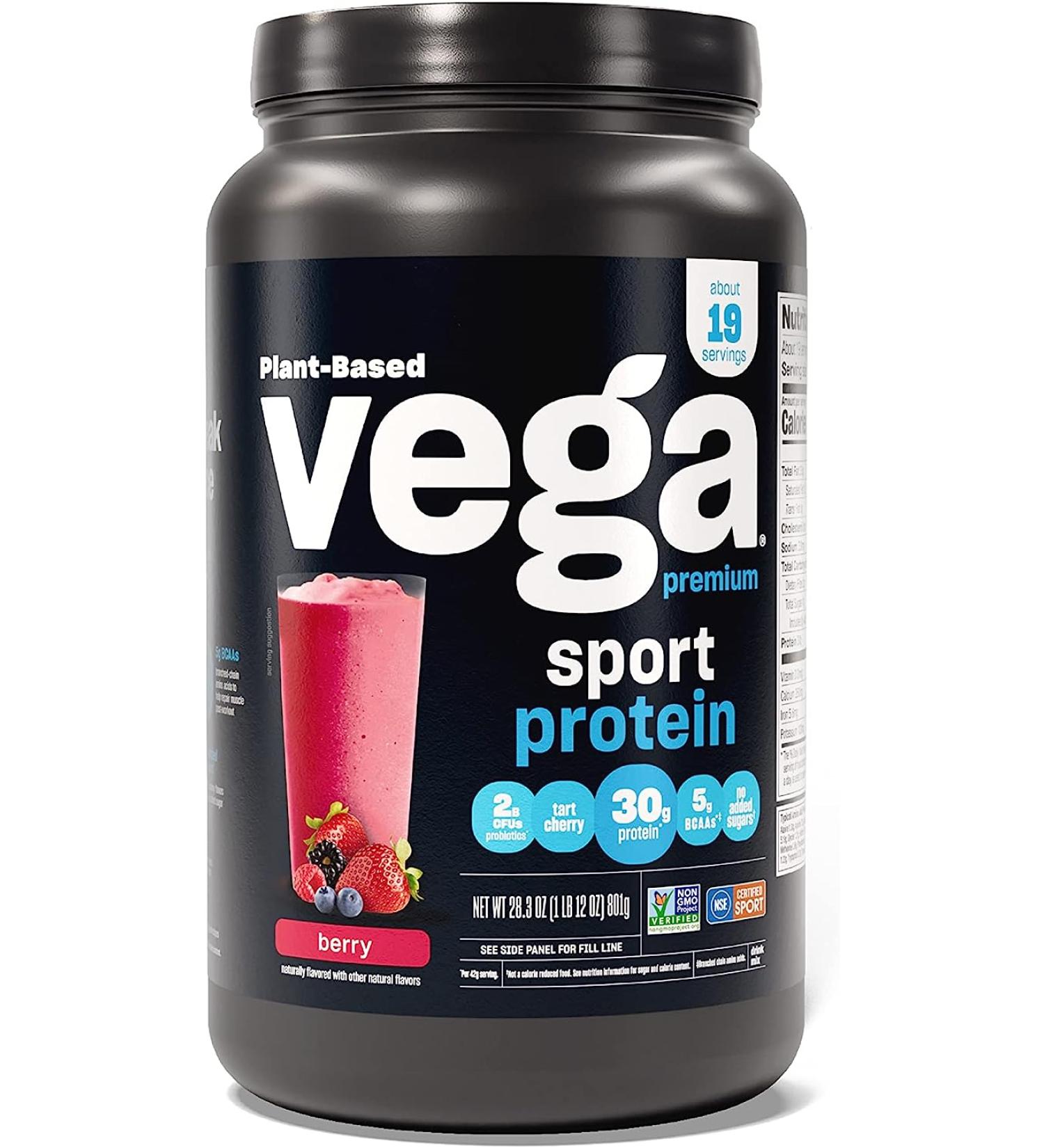 Vega Sport Performance Protein Powder - Berry Flavor (28.3 oz) | Plant-Based Energy Boost - Buy Online on GoSupps.com