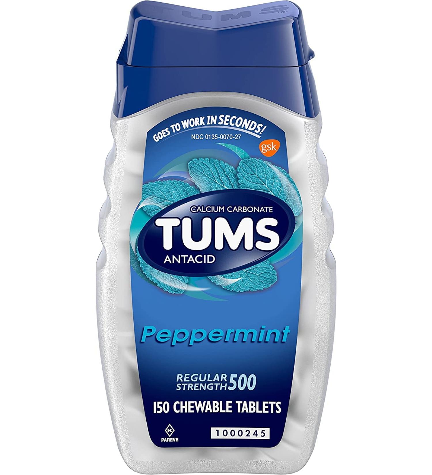 Tums Regular Strength Peppermint Calcium & Antacid - 150 Tablets - Buy Online on GoSupps.com