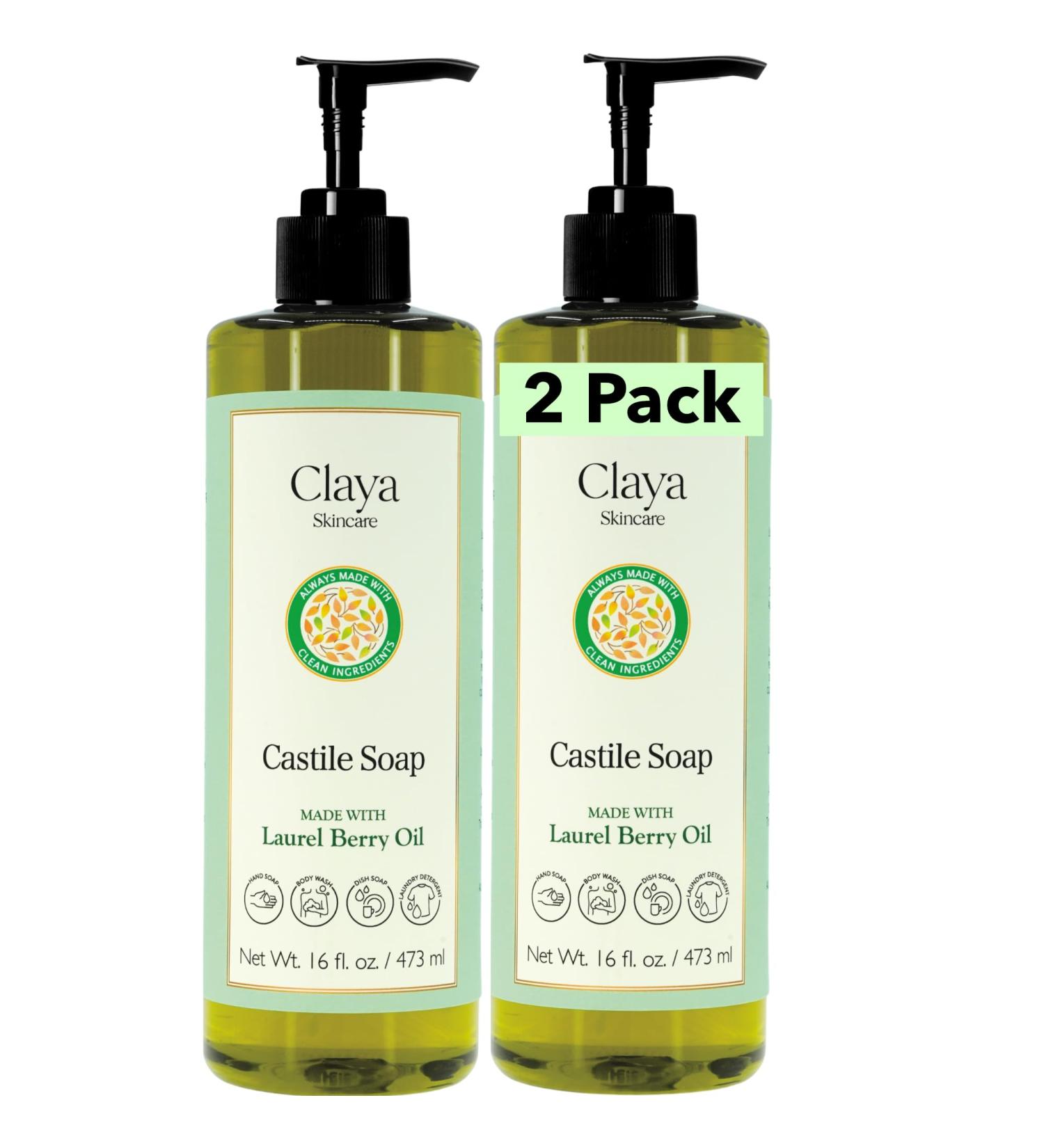 Laurel Berry Aleppo Liquid Castile Soap Organic Ingredients Biodegradable Soap Gentle for Skin and Versatile Cleaning (2 Pack of 16 fl oz (Pump Cap)) - Buy Online on GoSupps.com