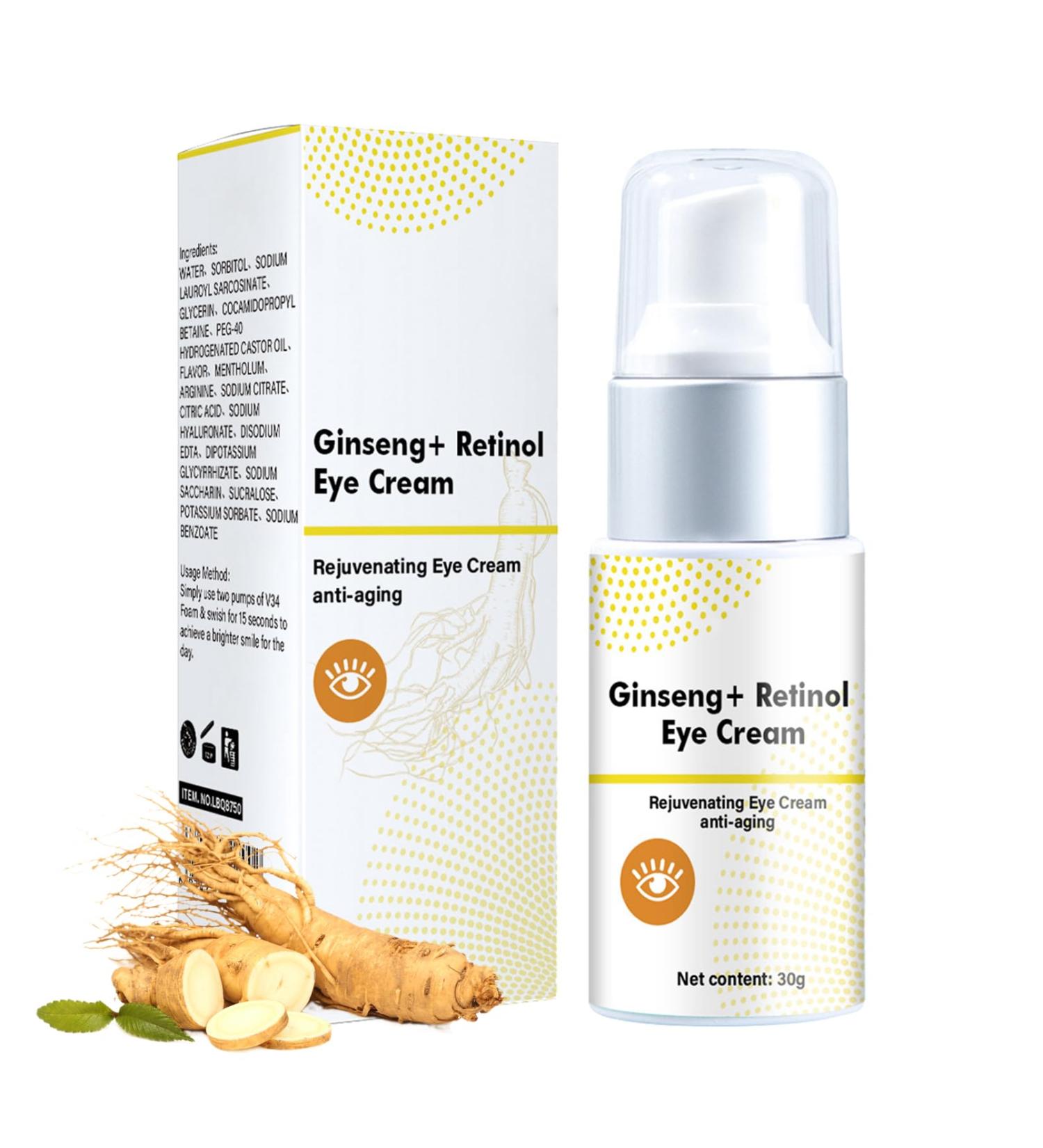 Retinol Eye Cream - Eye Cream for Dark Circles and Puffy Eyes - Ginseng Eye Cream Anti Aging - Eye Bags Remover Smooth Wrinkle Fade Fine Line - Moisture Hydrate Plump Elasticity Radiance Complexion - Buy Online on GoSupps.com