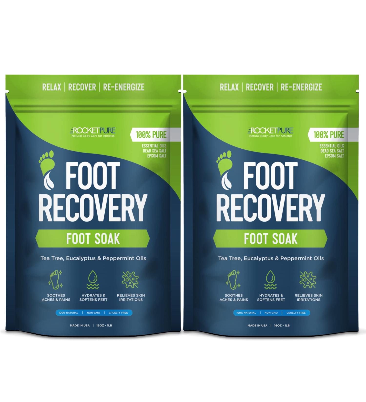 Tea Tree Foot Soak Salts for Foot Recovery - Epsom Salt Bath Soak for Dry Feet - Athletes Foot Soak - 2 Pack, 1lb Each - Buy Online on GoSupps.com