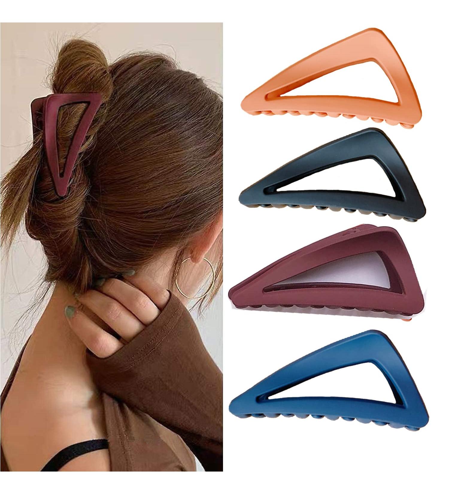 4 Pack Matte Triangular Hair Clips for Women - Non-Slip Colorful Hair Accessories - Buy Online on GoSupps.com