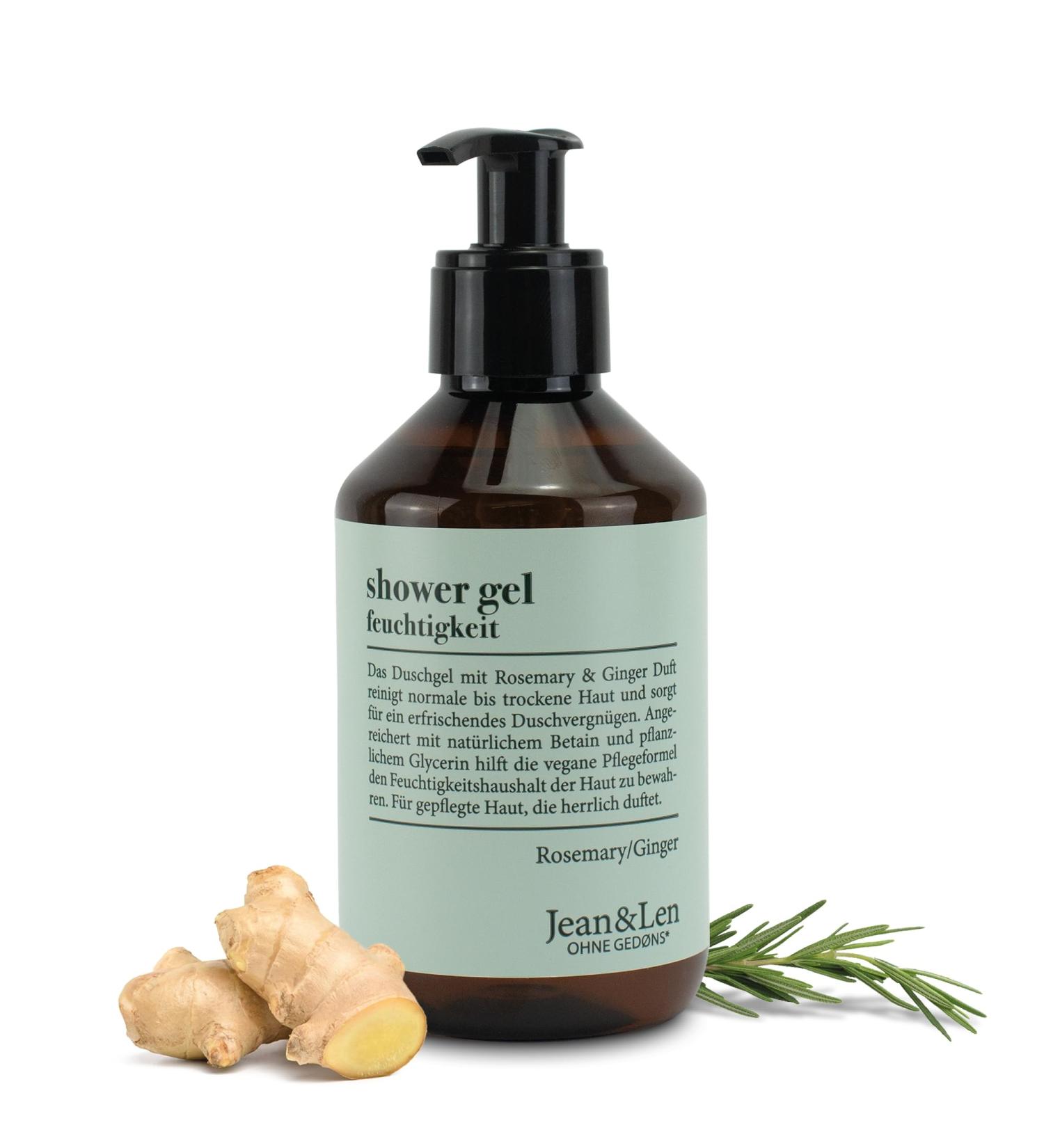 Jean & Len Rosemary & Ginger Shower Gel - 250ml | Moisturizing Shower Gel for Normal to Dry Skin - Buy Online on GoSupps.com