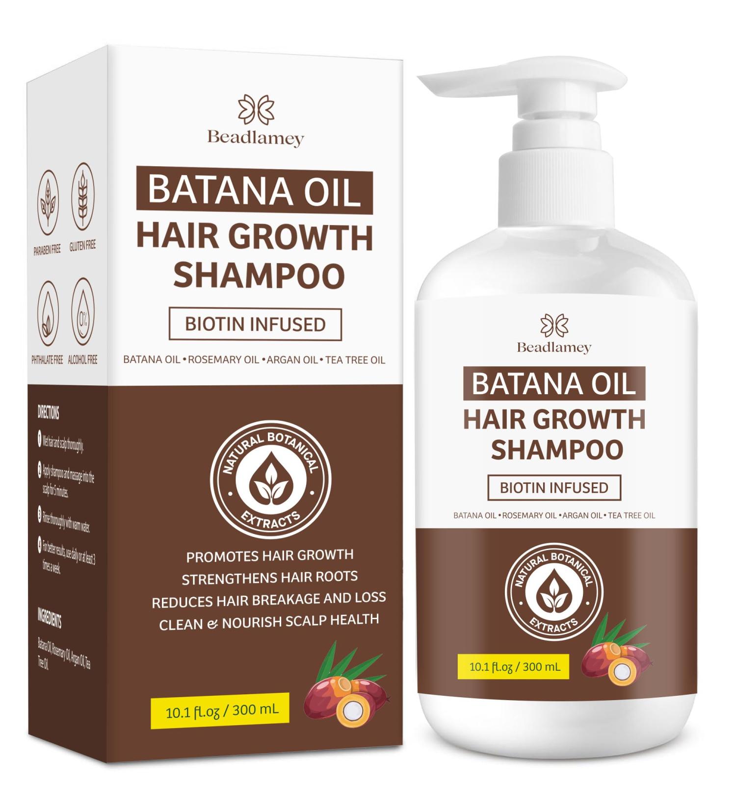 Batana Oil Hair Growth Shampoo - Natural Solution for Thinning Hair | Daily Hair Care for Women & Men - 10.1 fl. oz - Buy Online on GoSupps.com