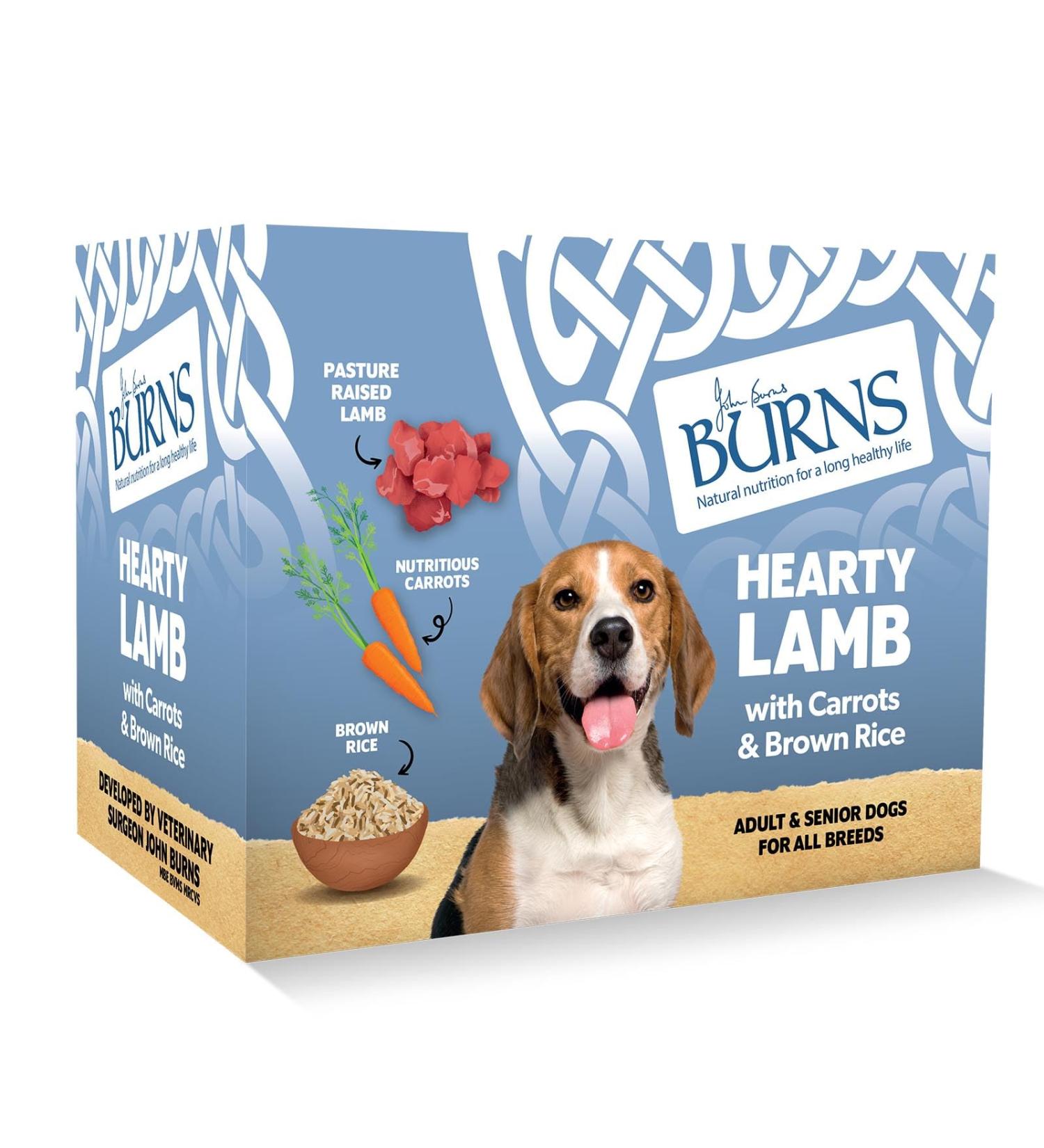 Burns Pet Adult & Senior Wet Dog Food - Hearty Lamb, Carrots & Organic Brown Rice (6 x 395g) - Buy Online on GoSupps.com