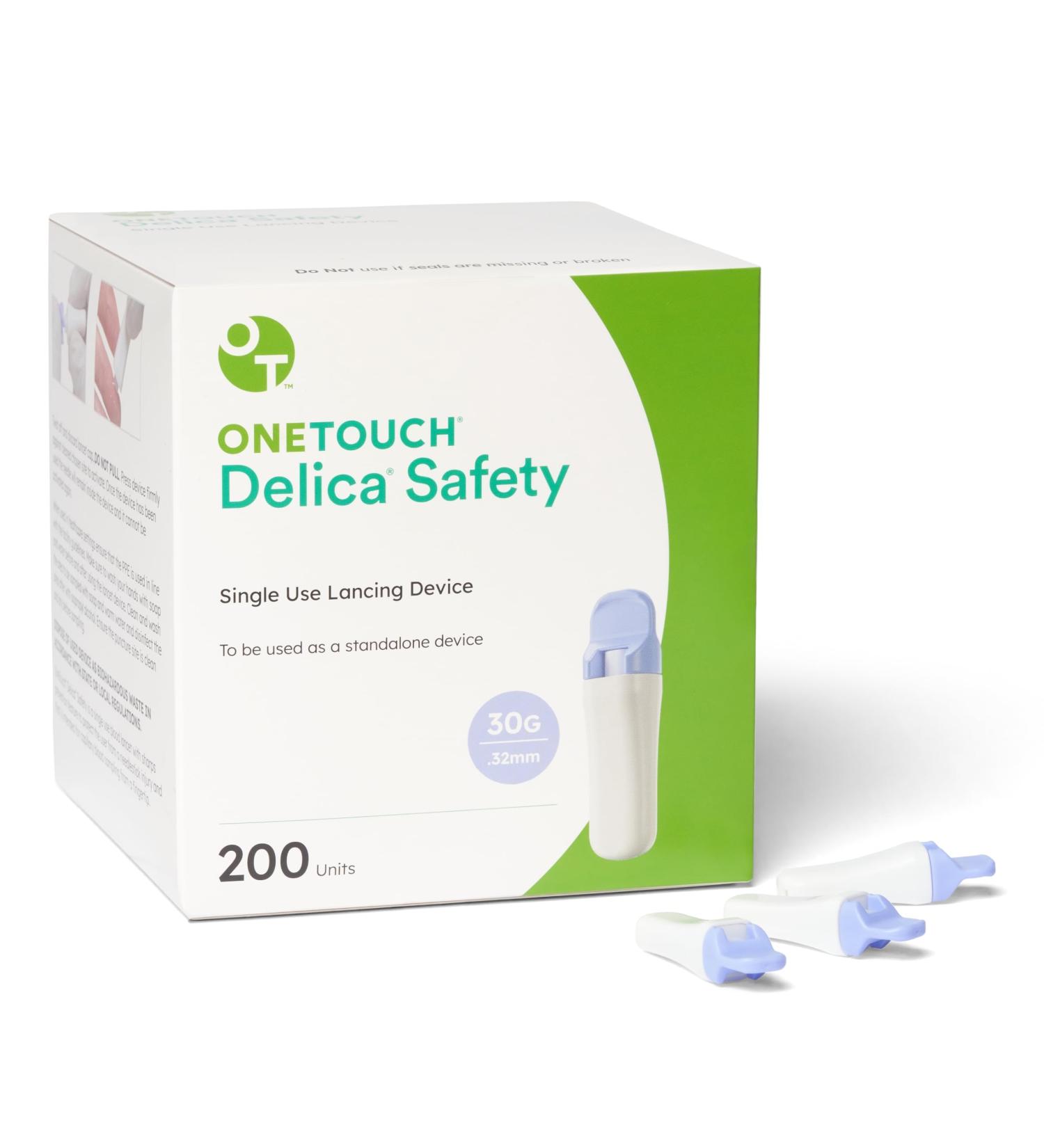 OneTouch Delica Safety Lancing Devices - 200 Disposable Tools for Diabetic Blood Sugar Testing - Optimal Diabetes Care - Buy Online on GoSupps.com