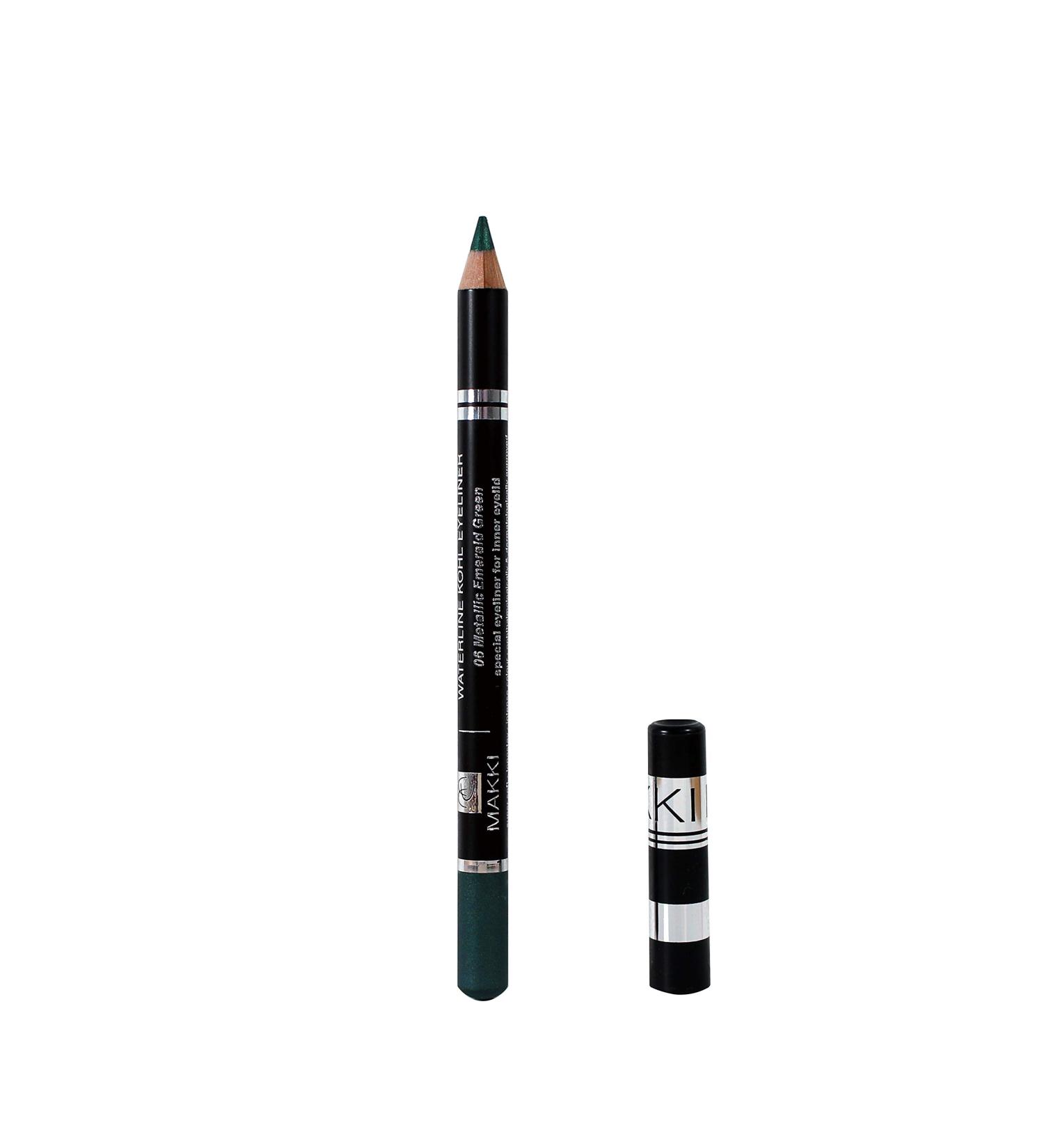  Makki Kohl 06 Emerald Green Metallic Eyeliner - Special Kajal for Inner Lids - Conditioning & Waterproof - Hypoallergenic Sensitive Eyes - Buy Online on GoSupps.com