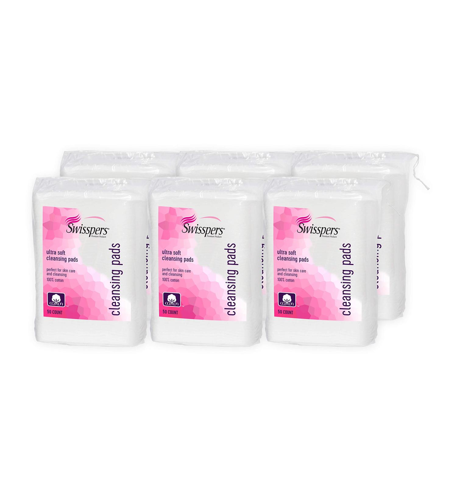 Swisspers Premium Disposable Cotton Facial Cleansing Pads - Pack of 6 | 6 Count Washcloth - Buy Online on GoSupps.com
