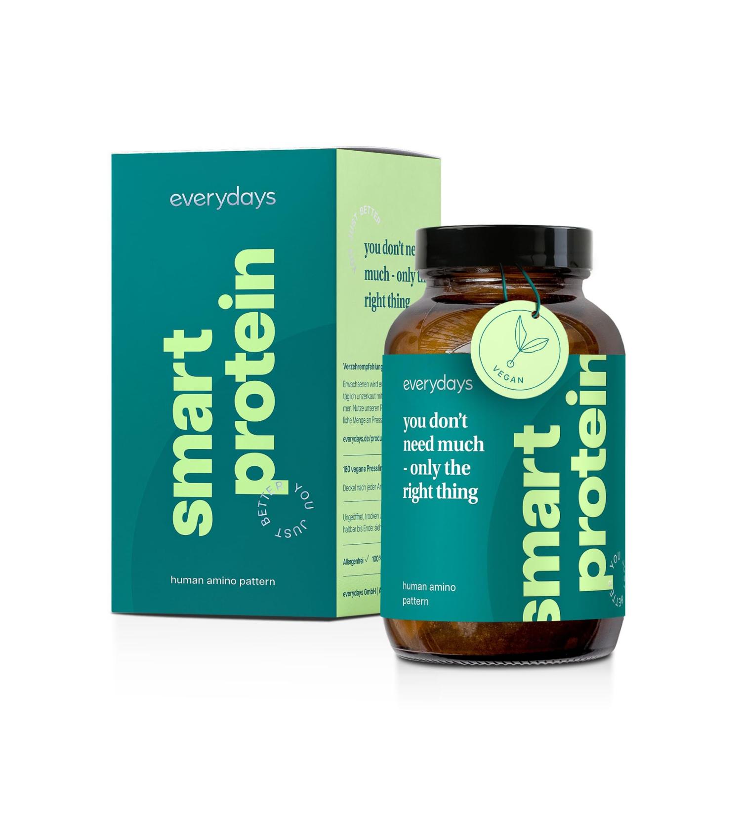 Everydays Smart Protein Tablets - 100% Pure Amino Acids Complex | Vegan Protein Alternative | High-Dose | Made in Germany | 180 Tablets - Buy Online on GoSupps.com