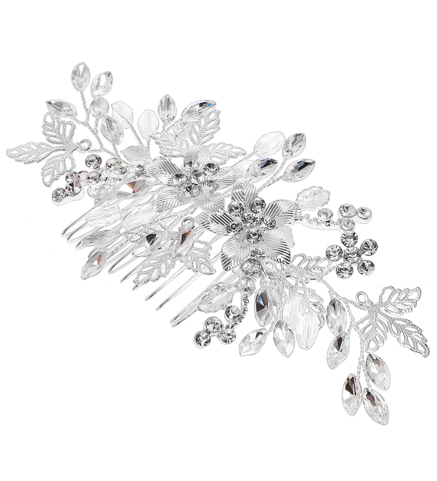 Beaupretty Rhinestone Tuck Comb Gem Side Combs French Side Comb Leaf Bridal Headpieces Bridal Hair Pins Pearl Bridal Hair Accessories Weeding Bride Hair Accessories Bridal Hair Comb Metal - Buy Online on GoSupps.com
