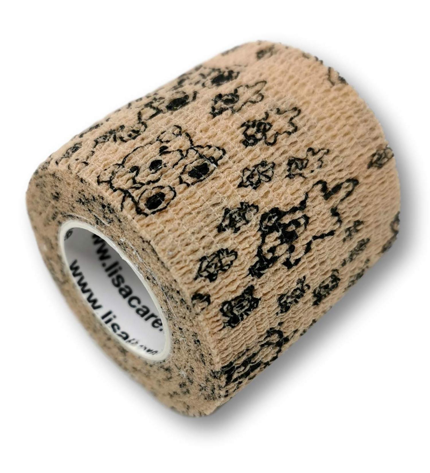 Lisacare Self-Adhesive Tape - 2 Rolls (5cm) for Kids | Elastic Bandages in Fun Colors & Motifs - Comforting Teddy Set - Buy Online on GoSupps.com