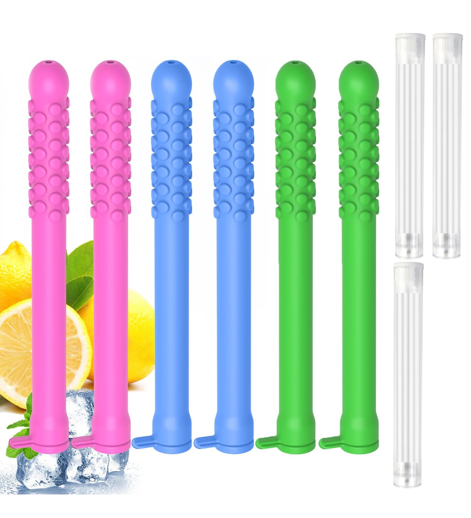 6PCS Flavored Chewable Sticks with Essential Oil Portable Chewable Slicone Sticks Fresh Breath Oral Relaxation Stick with 12 Replacement Cores Can Taken Anywhere Focus - Buy Online on GoSupps.com