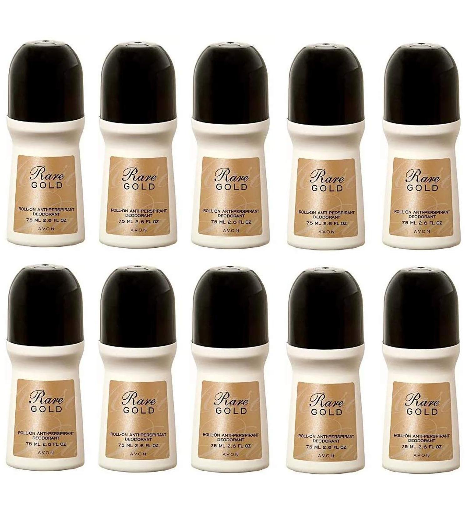 Avon Rare Gold Roll-On Antoperspirant Deodorant 2.6 fl. oz. Set of 10