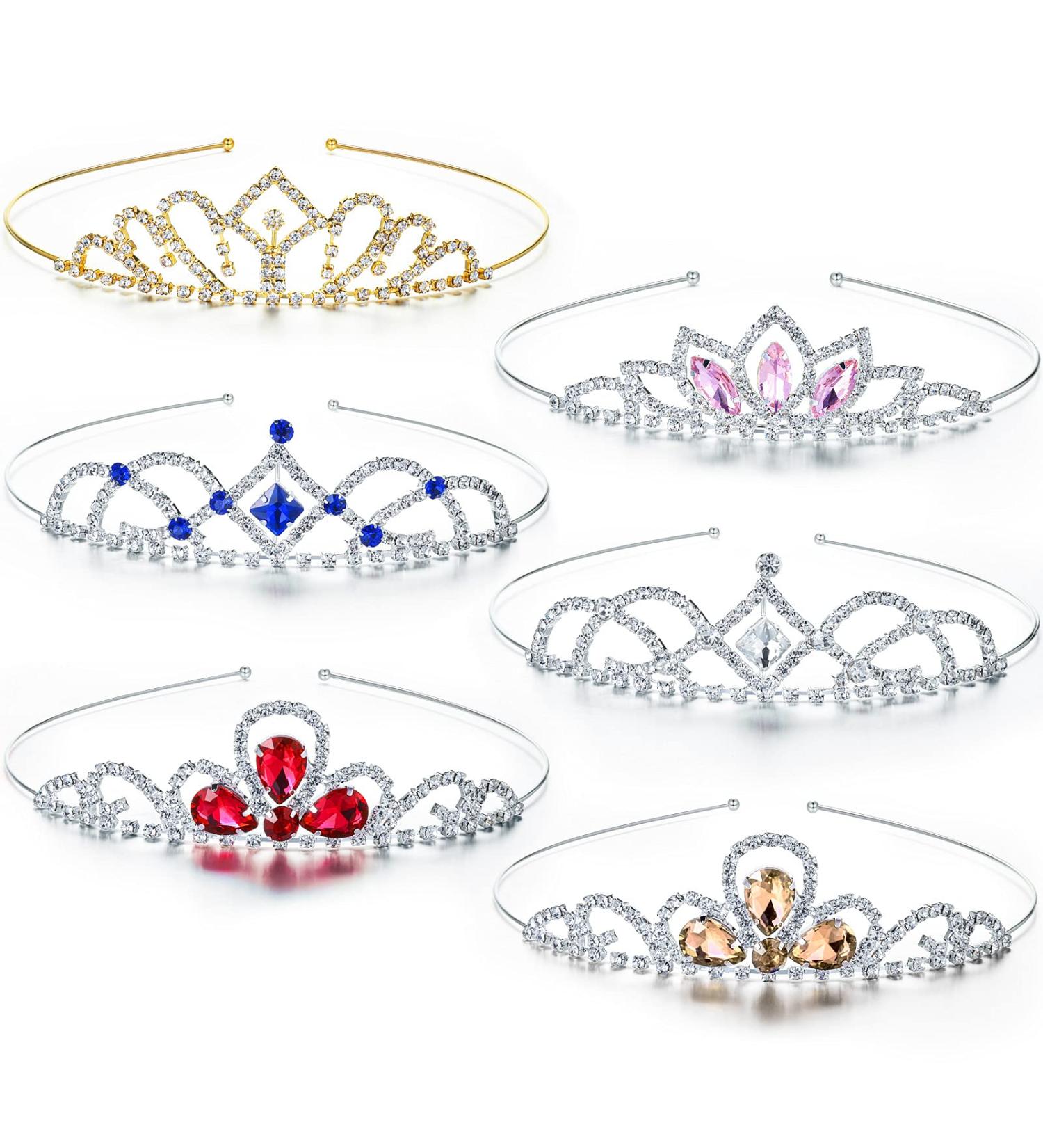 Hicarer 6-Piece Girls Rhinestone Crown Tiara Set for Wedding, Birthday, and Party - Colorful Crystal Princess Headband for Little Girls - Buy Online on GoSupps.com