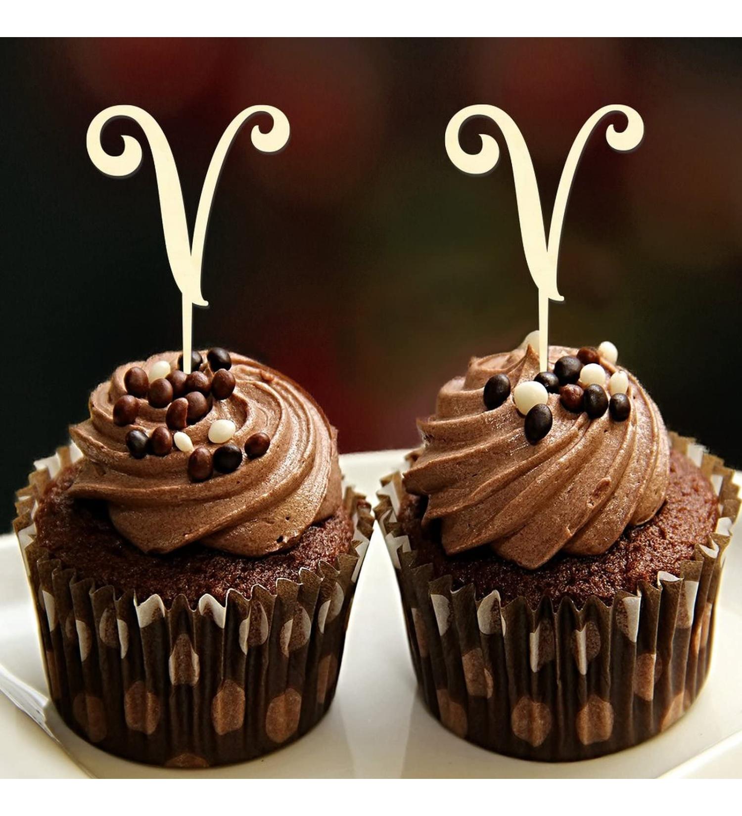 Letter V Cupcake Toppers Monogram Initial Last Name For Wedding Bridal Shower Party Decorations Romantic Reusable Wreath Floral Personalized 26Letters Birthday Gifts 6PCS Style-11 - Buy Online on GoSupps.com