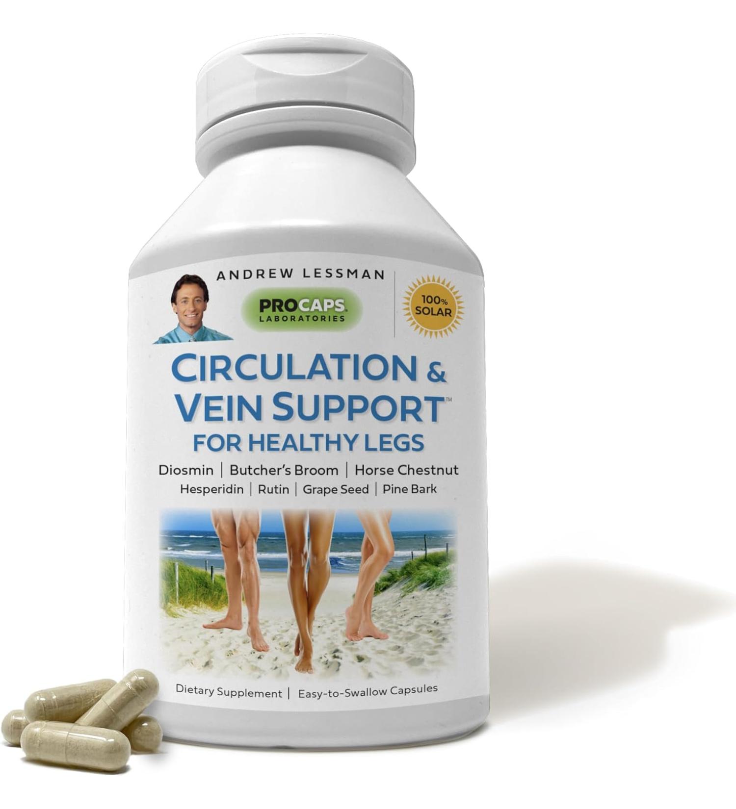 ANDREW LESSMAN Circulation & Vein Support for Healthy Legs 30 Capsules - High Bioactivity Diosmin  Butcher's Broom  Visibly Reduces Swelling & Discomfort in Feet  Ankles  Calves  Legs - Buy Online on GoSupps.com