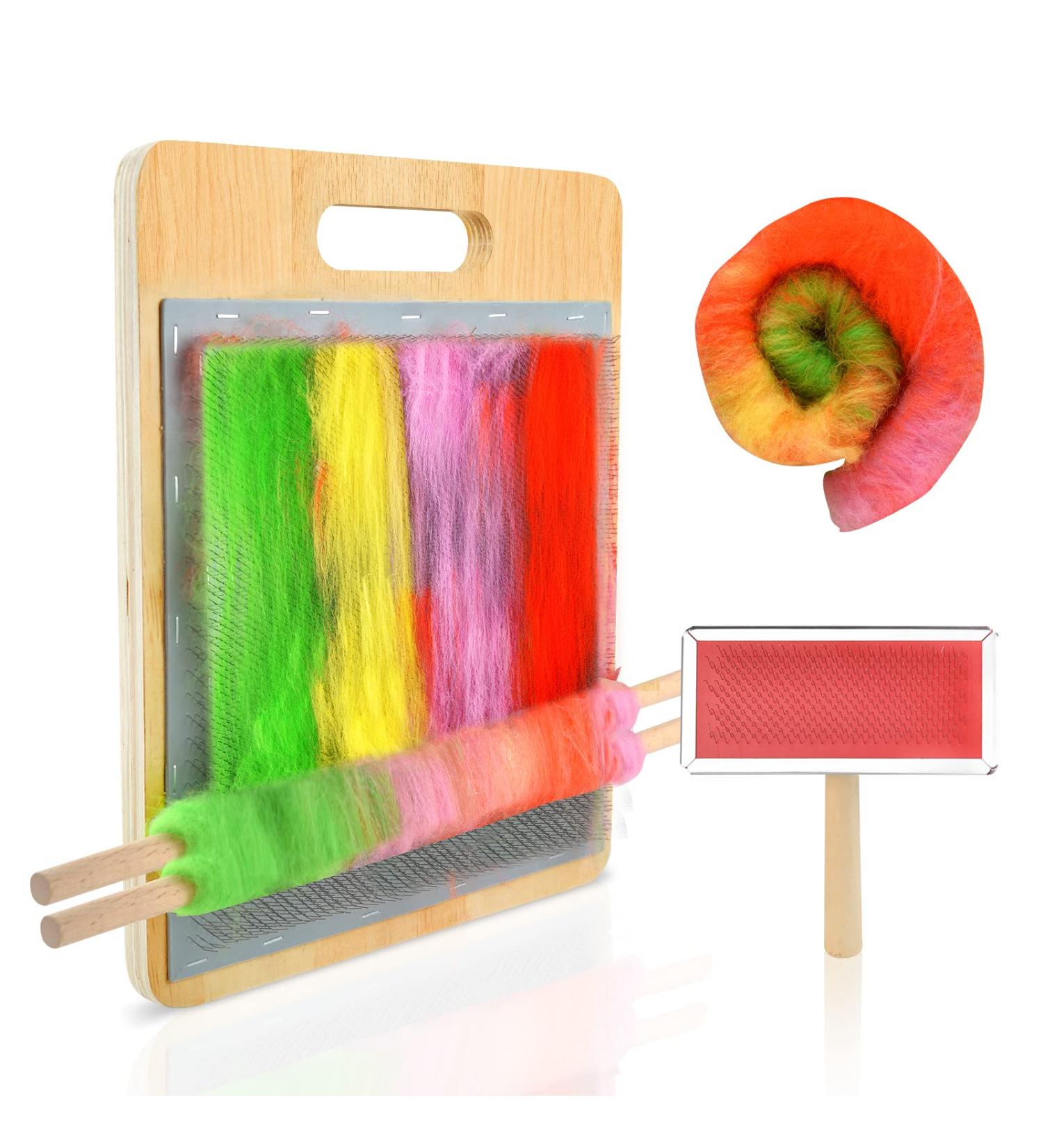Wool Blending Board and Brush Set - 1 Blending Board, 1 Wool Brush, 2 Dowels, Hand Carders - Perfect for Creating Rolags Wool - Buy Online on GoSupps.com