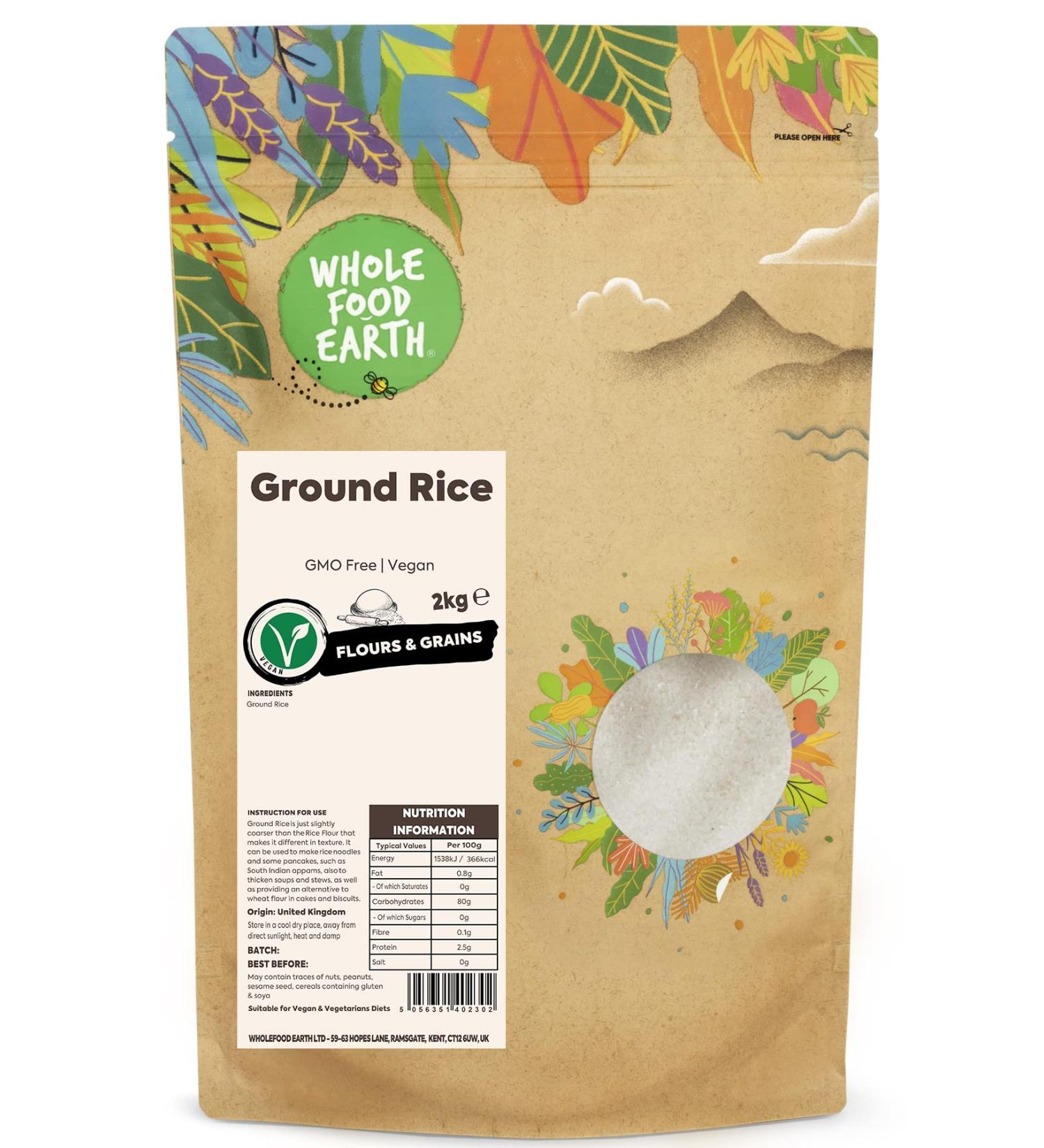 Wholefood Earth Ground Rice 2 kg | GMO Free 2kg - Buy Online on GoSupps.com