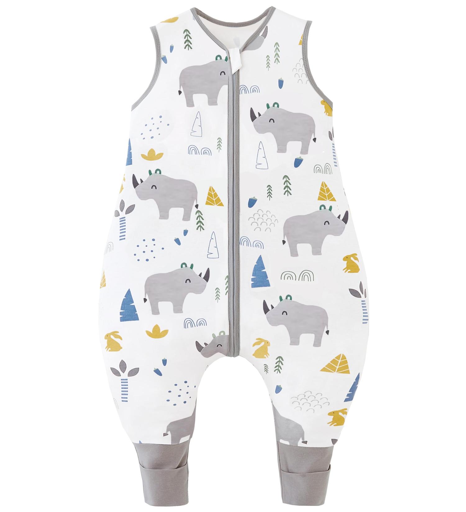 Chilsuessy Winter Baby Sleeping Bag with Feet 2.5 TOG | 100% Cotton Toddler Wearable Blanket | Cute Rhino Design | 70cm/6-18 Months - Buy Online on GoSupps.com