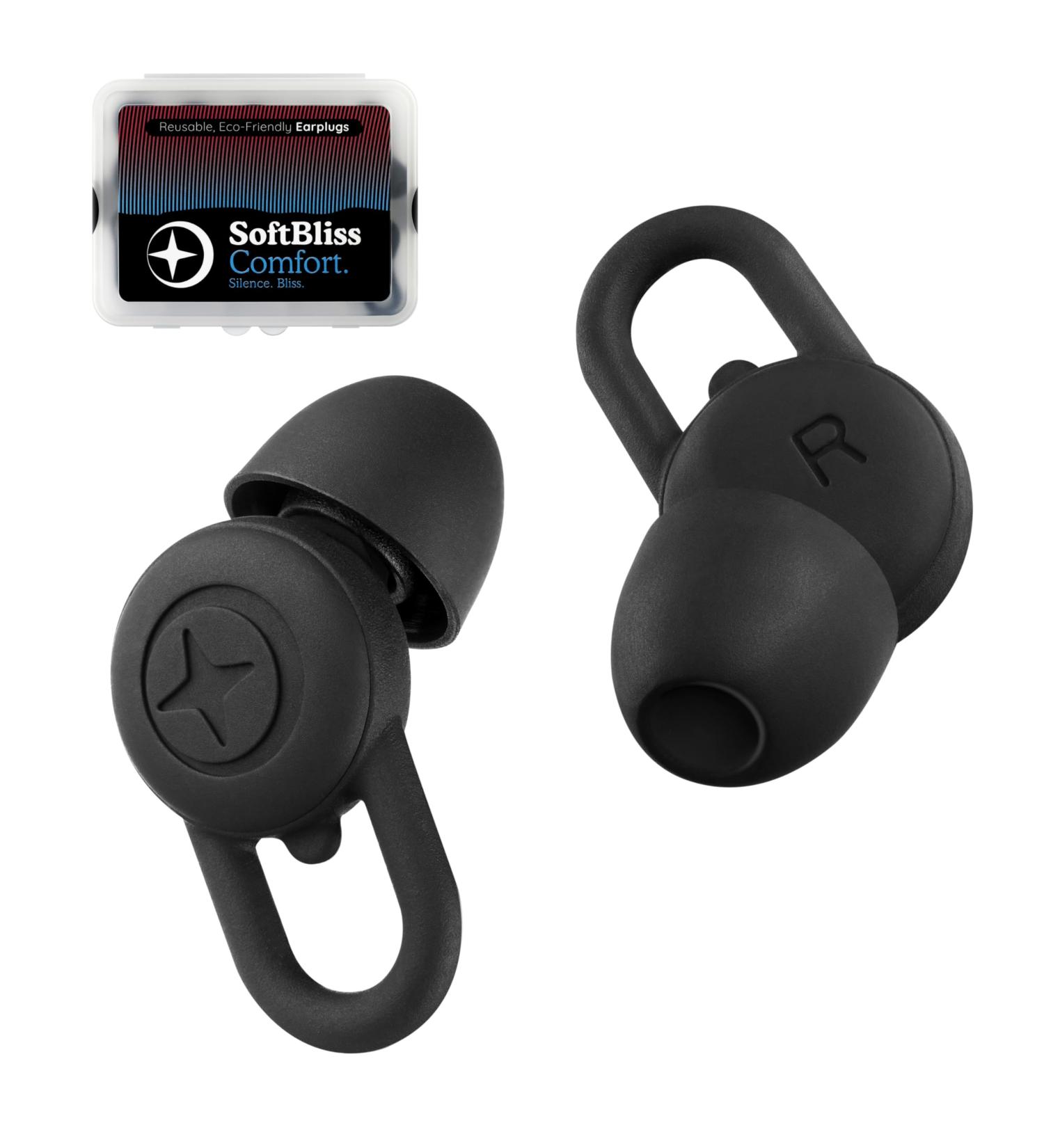 Soft Bliss Comfort Ear Plugs for Sleeping Not Earbuds Super Soft Sleep Earplugs Reusable Reduce Noise Block Intrusive Sounds for All Ears (Black)