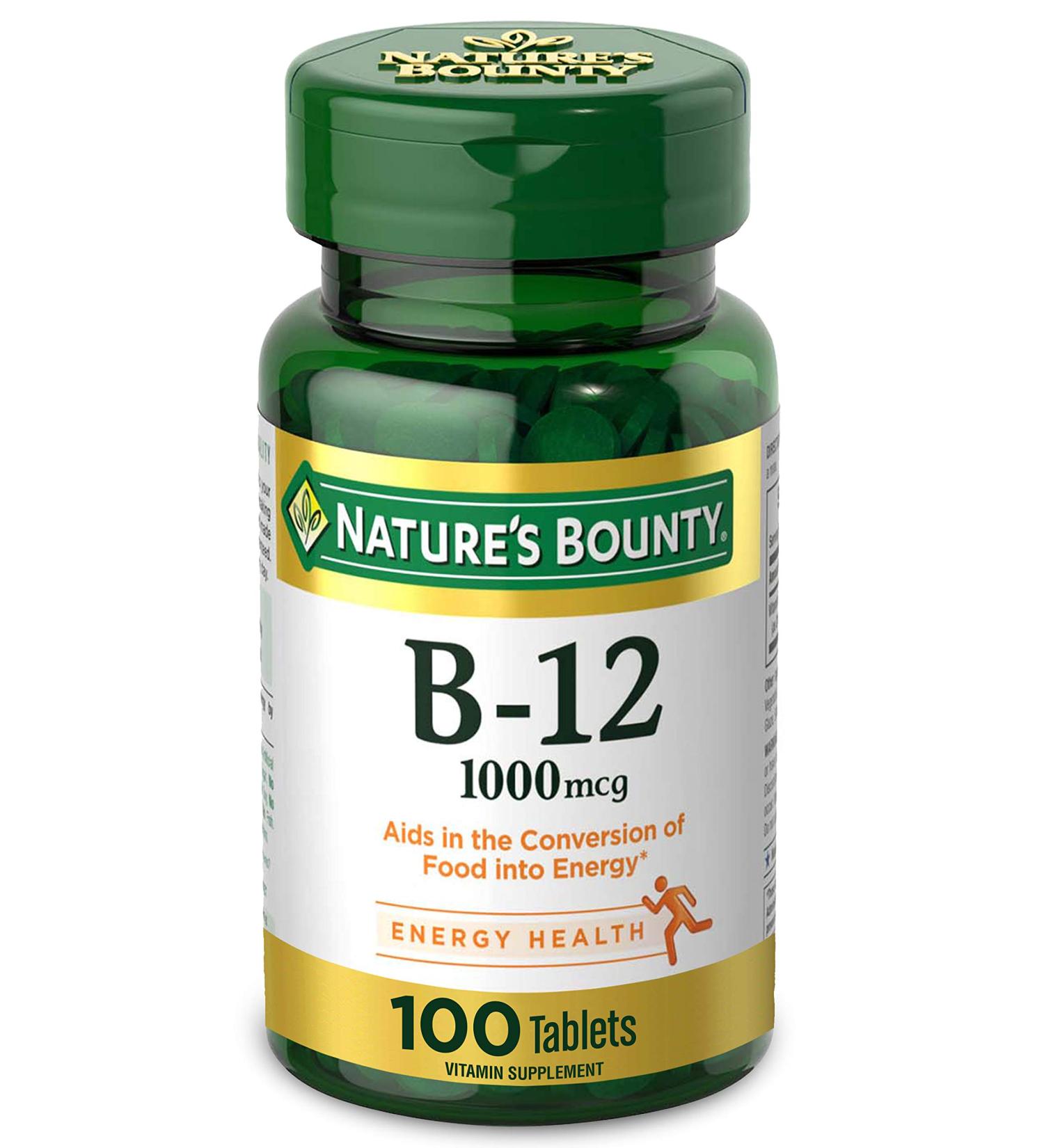 Nature's Bounty Vitamin B12 - 1000mcg - Energy Metabolism & Nervous System Support - 100 Tablets - Buy Online on GoSupps.com