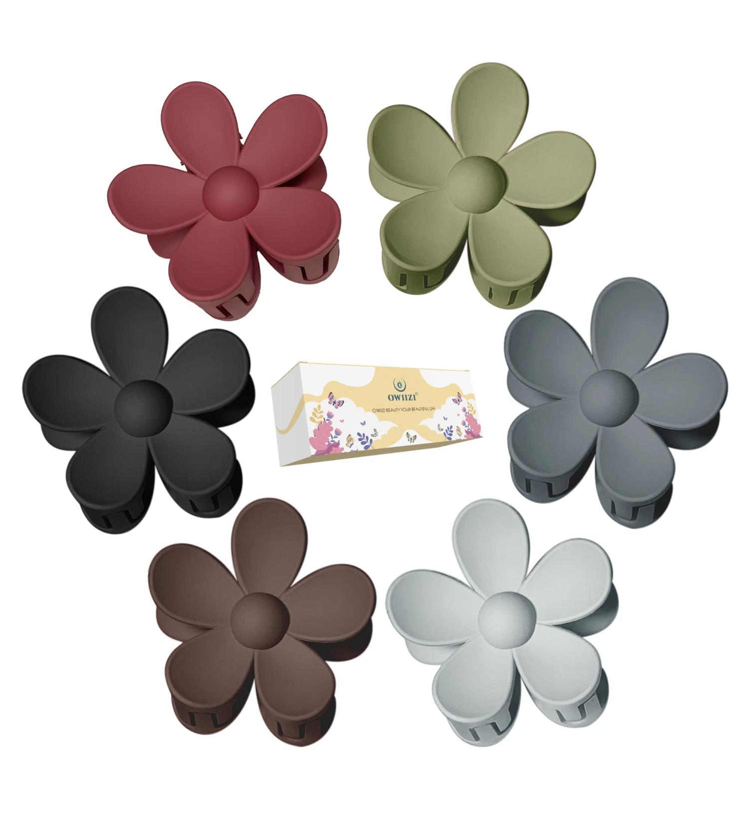 OWIIZI Jumbo Claw Clips for Thick Hair - 6PCS Flower Hair Clips - Large Strong Hold - Cute Matte Claw Clips - 6 Colors - Hair Barrettes for Women and Girls - Buy Online on GoSupps.com