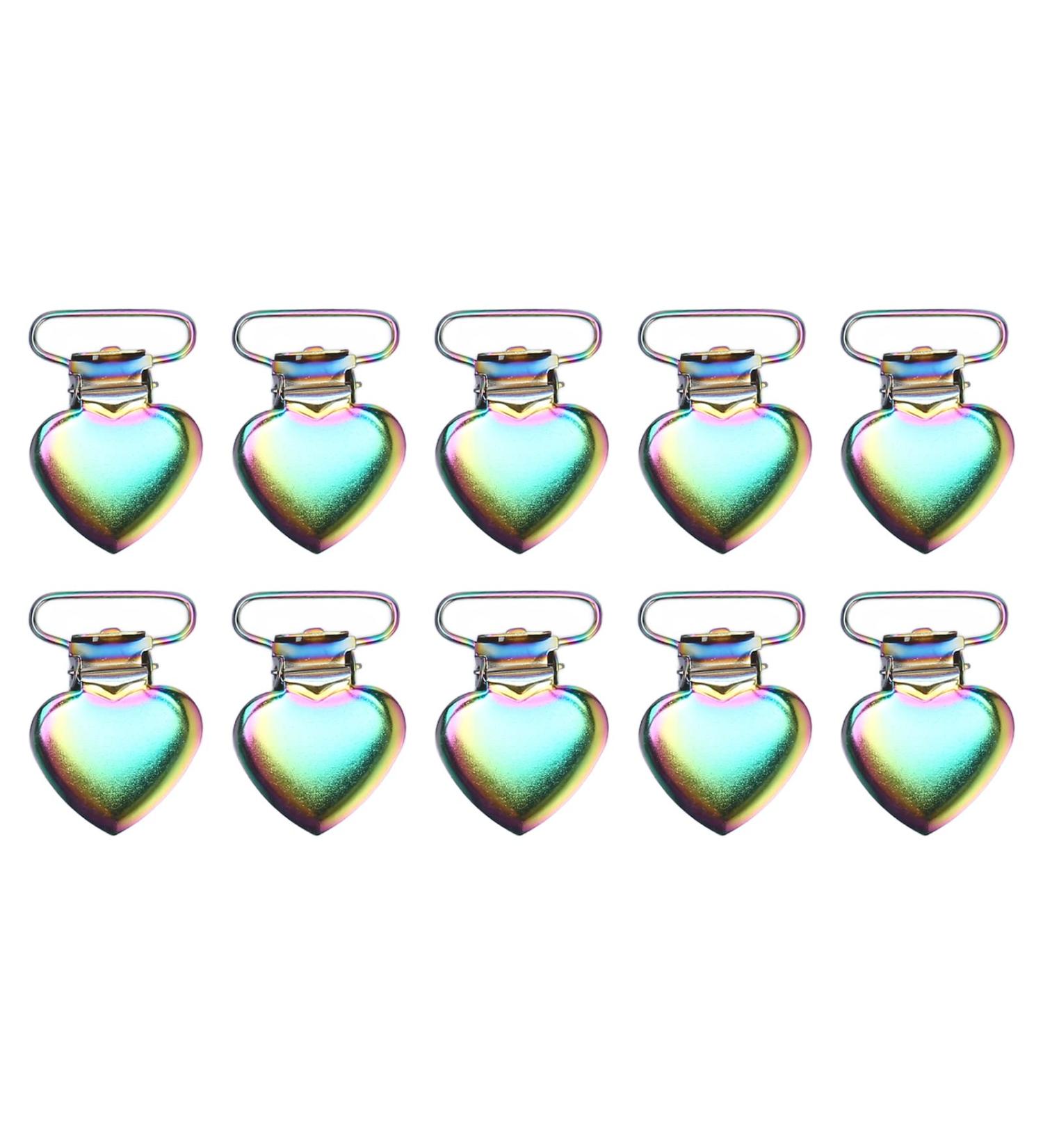 Buy GfRGFH Metal Heart Pacifier Clips - Colorful Rust-Proof Teething Clips for Kids - 10 Pack - Buy Online on GoSupps.com