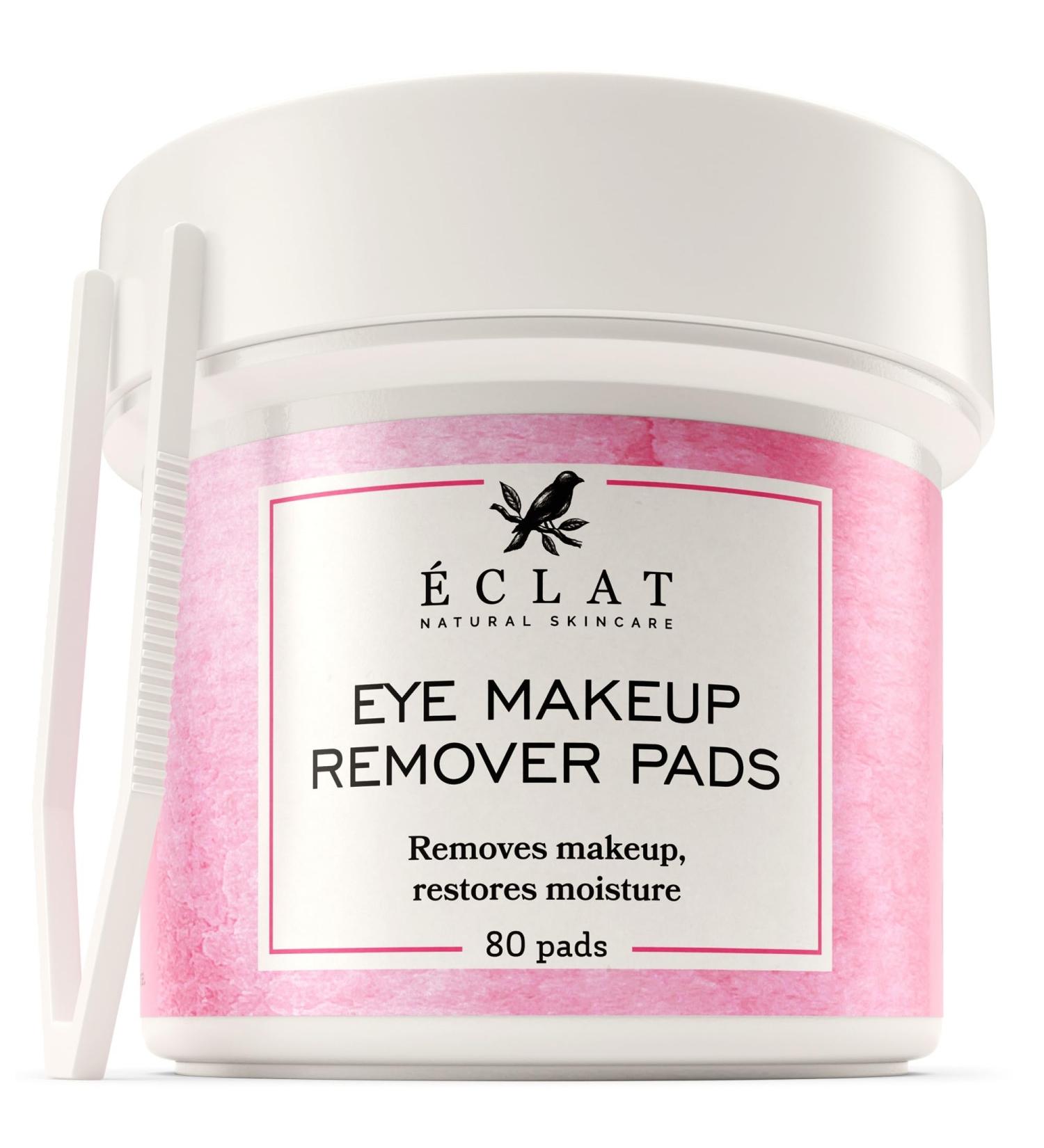 Eye Makeup Remover Pads - Gentle Waterproof Mascara Remover with Babbasu Oil & Provitamin B5 - 100% Cotton 80 Pcs - All Skin Types - Buy Online on GoSupps.com