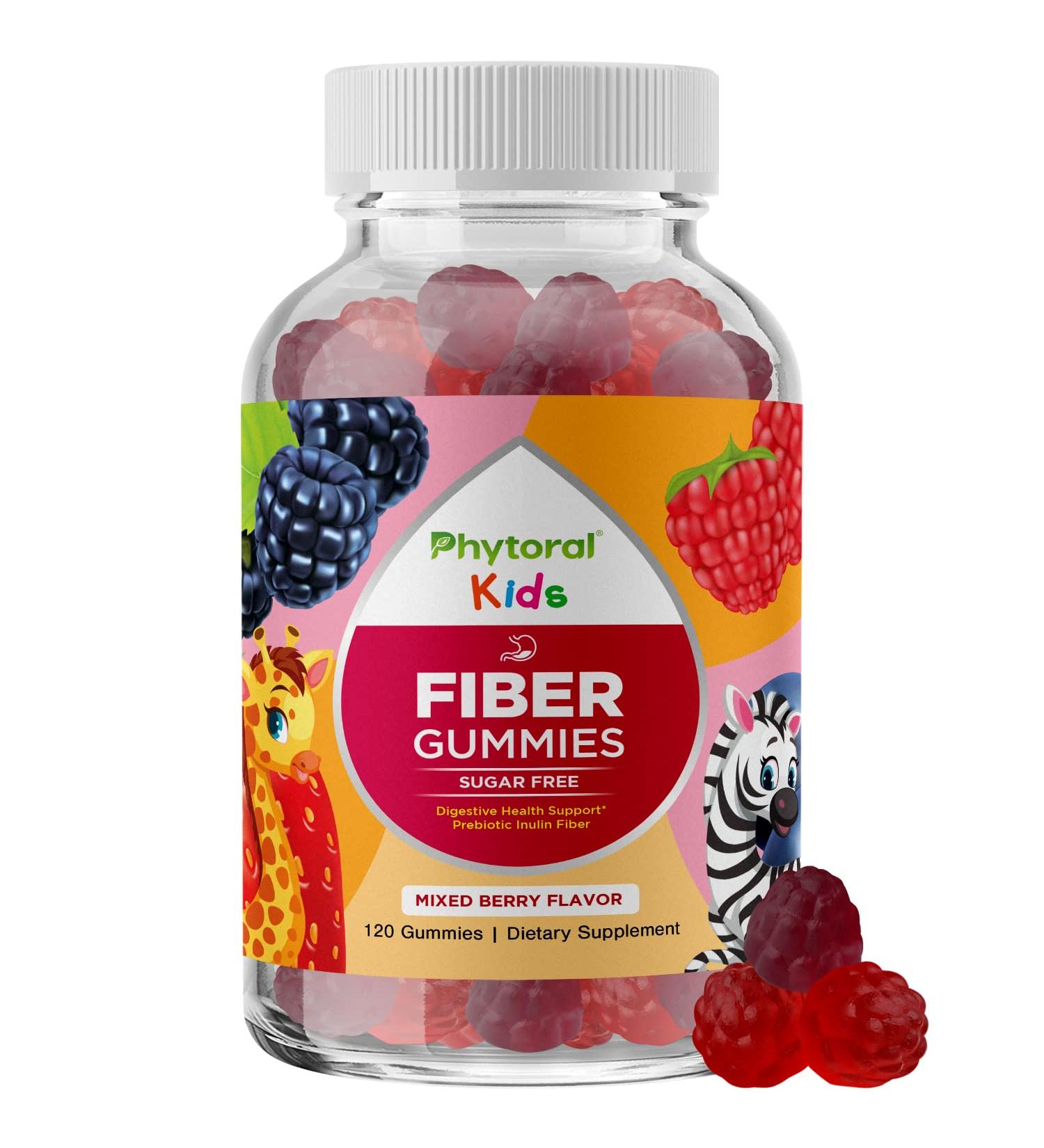Sugar-Free Kids Fiber Gummies - Digestive & Immune Support - Non-GMO, Vegan, Kosher & Gluten-Free - 60 Count - Buy Online on GoSupps.com