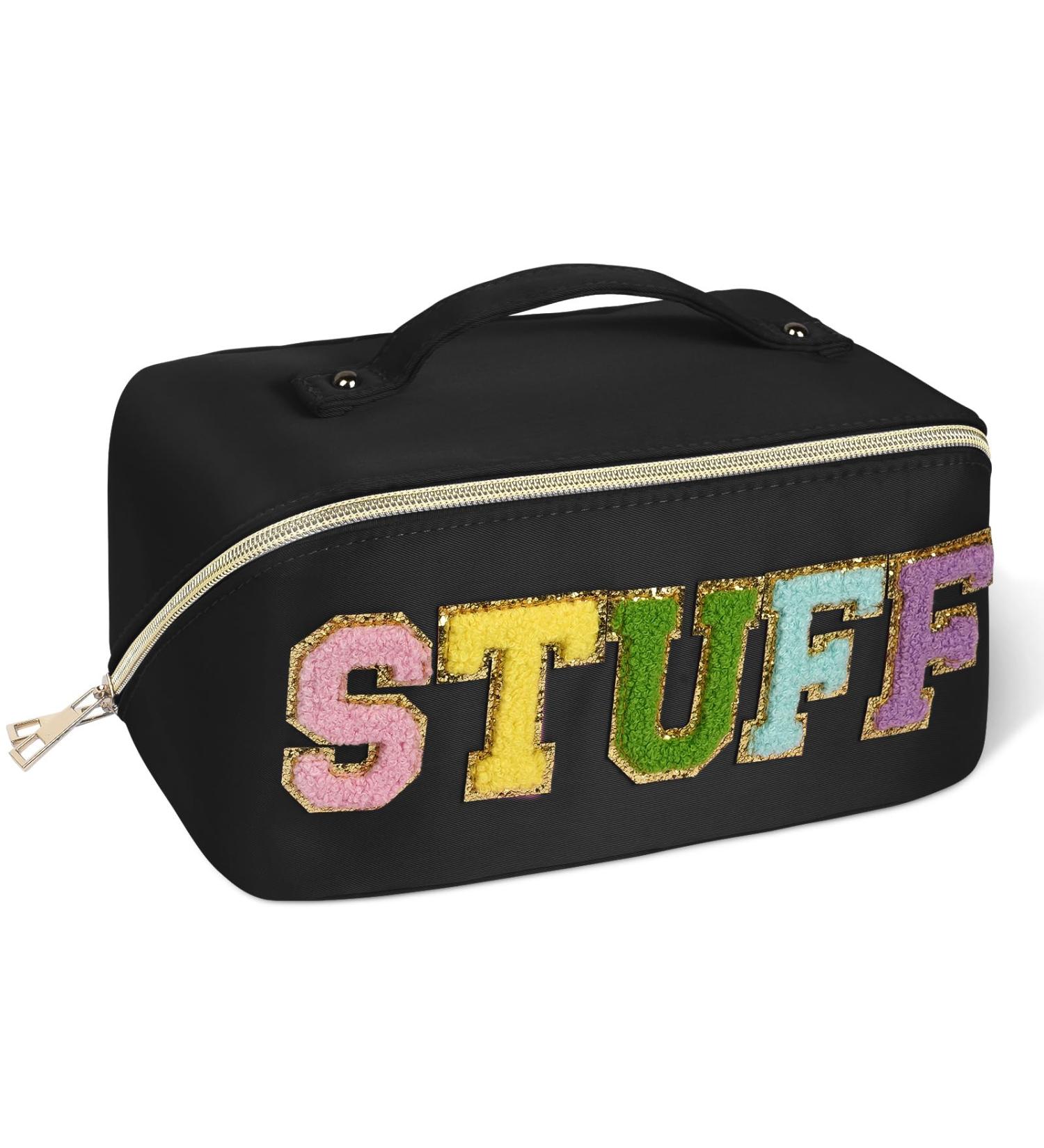 Aucuu Premium Nylon Cosmetic Travel Bag | Large Capacity Zipper Organizer | Waterproof Portable Makeup Case | Gift for Women (Black) #19 - Buy Online on GoSupps.com