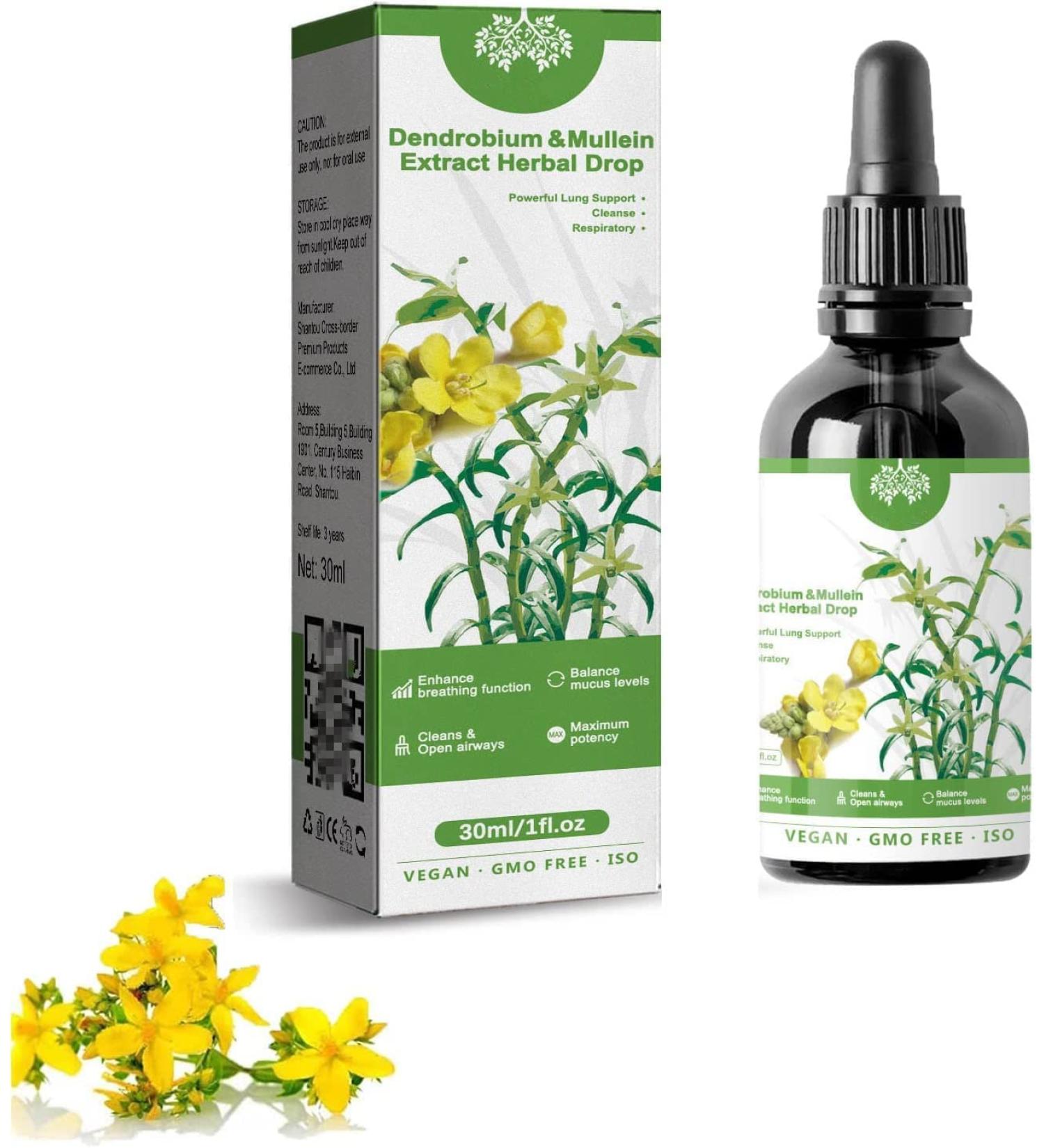 Clearbreath Extrait de dendrobium et de muleine soutien pulmonaire nettoyage et respiration essence de sant pulmonaire base de plantes gouttes d'haleine claire base de plantes (1 pi ce) 1 Pi ce. - Buy Online on GoSupps.com