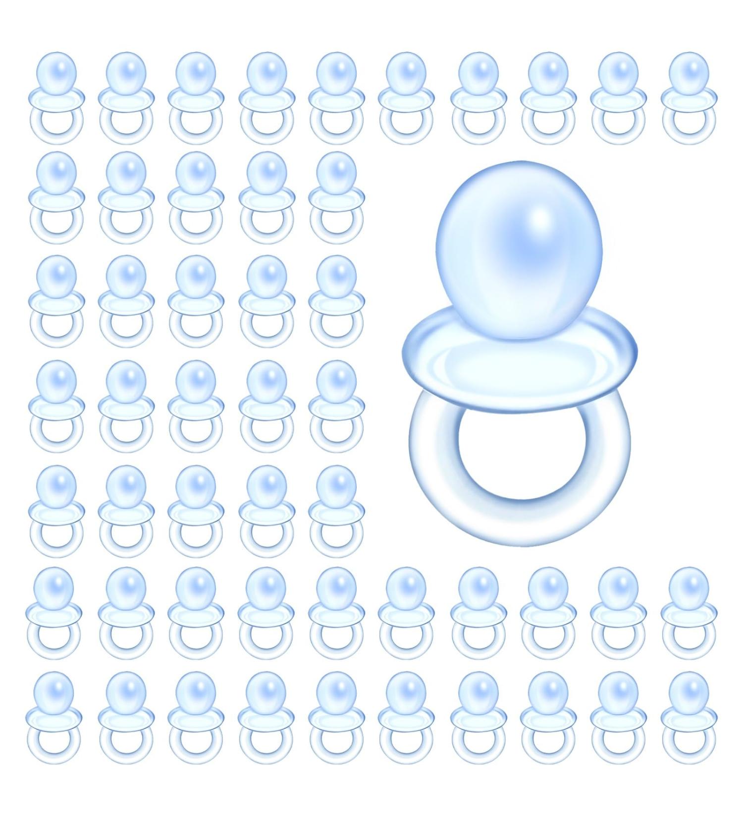 GREVOSEA 50-Piece Mini Pacifier Decoration Set | Acrylic Baby Baptism & Birthday Party Decor | Calming Toys for Boys & Blue Themed Events - Buy Online on GoSupps.com