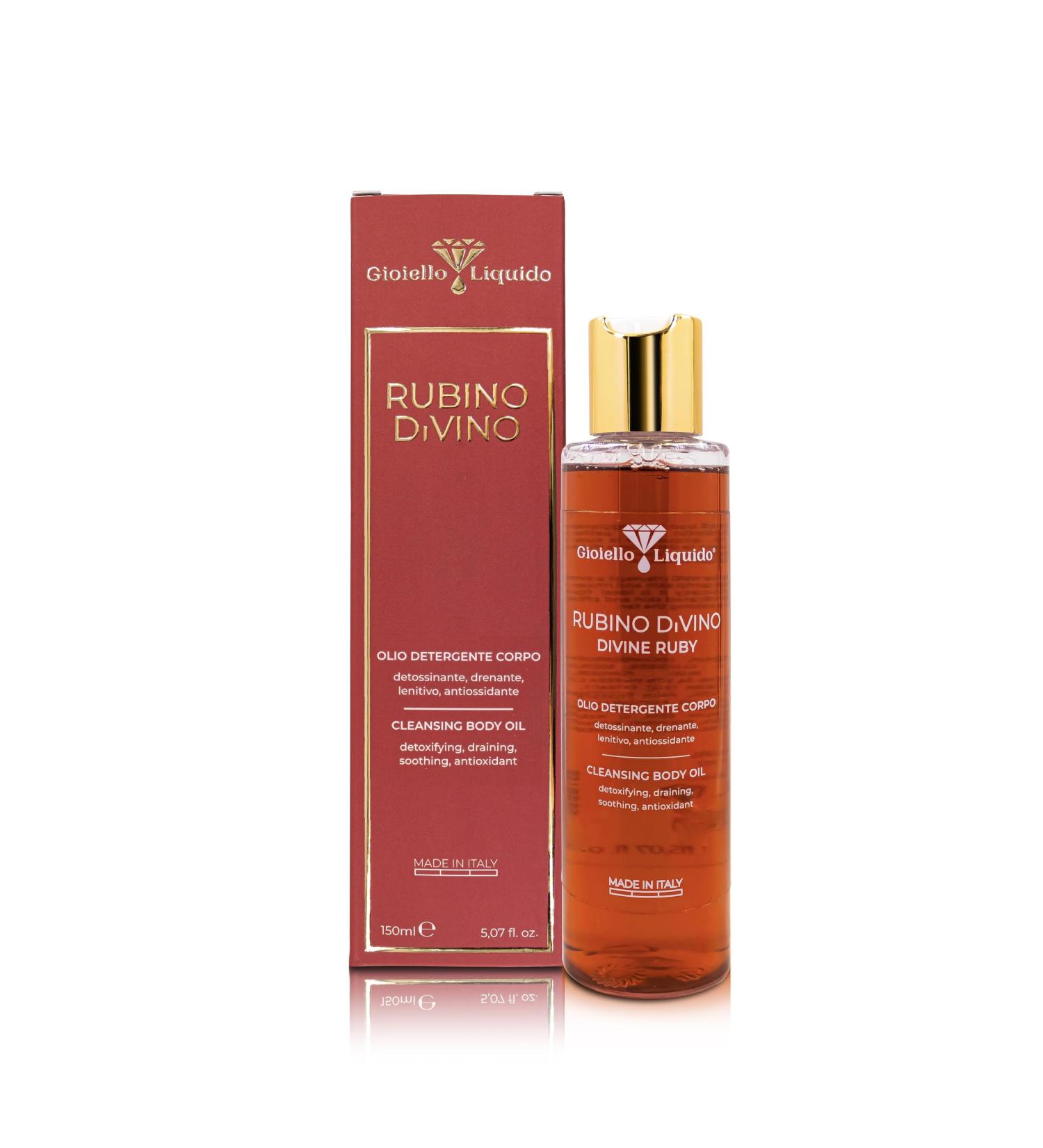 Delicate Cleansing Body Oil - SLS Free - Non Foaming - Moisturising and Slimming - Natural Patented Bioactive - Divine Ruby Line - 150 ml - Buy Online on GoSupps.com
