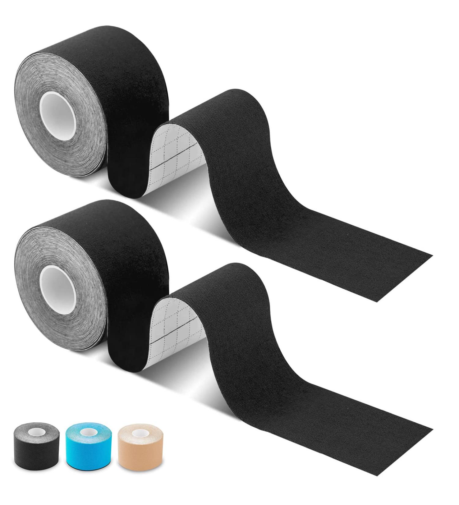 GNCLOUD Kinesiology Tape 2 Rolls 5cm x 5m Bandage Body Tape Athletic Tape Muscle Tape Elastic Muscle Support Tape for Exercise-Black Kinesiology Tape-black - Buy Online on GoSupps.com