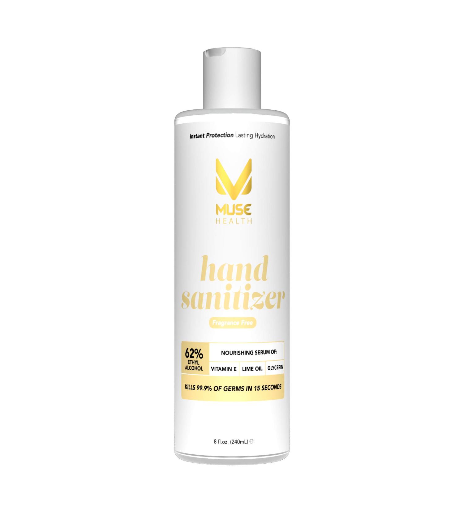 Buy Muse Health Fragrance Free Hand Sanitizer 8 oz - 62% Alcohol Moisturizing Vitamin E Kills 99.9% Germs - Fast Shipping Internationally - Buy Online on GoSupps.com