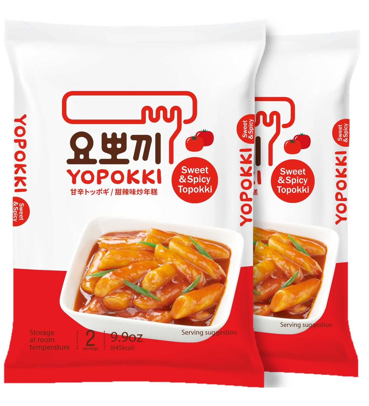 Yopokki Sweet Mild Spicy Tteokbokki Pack - Korean Instant Rice Cake Snack (2 Pack) - Buy Online on GoSupps.com
