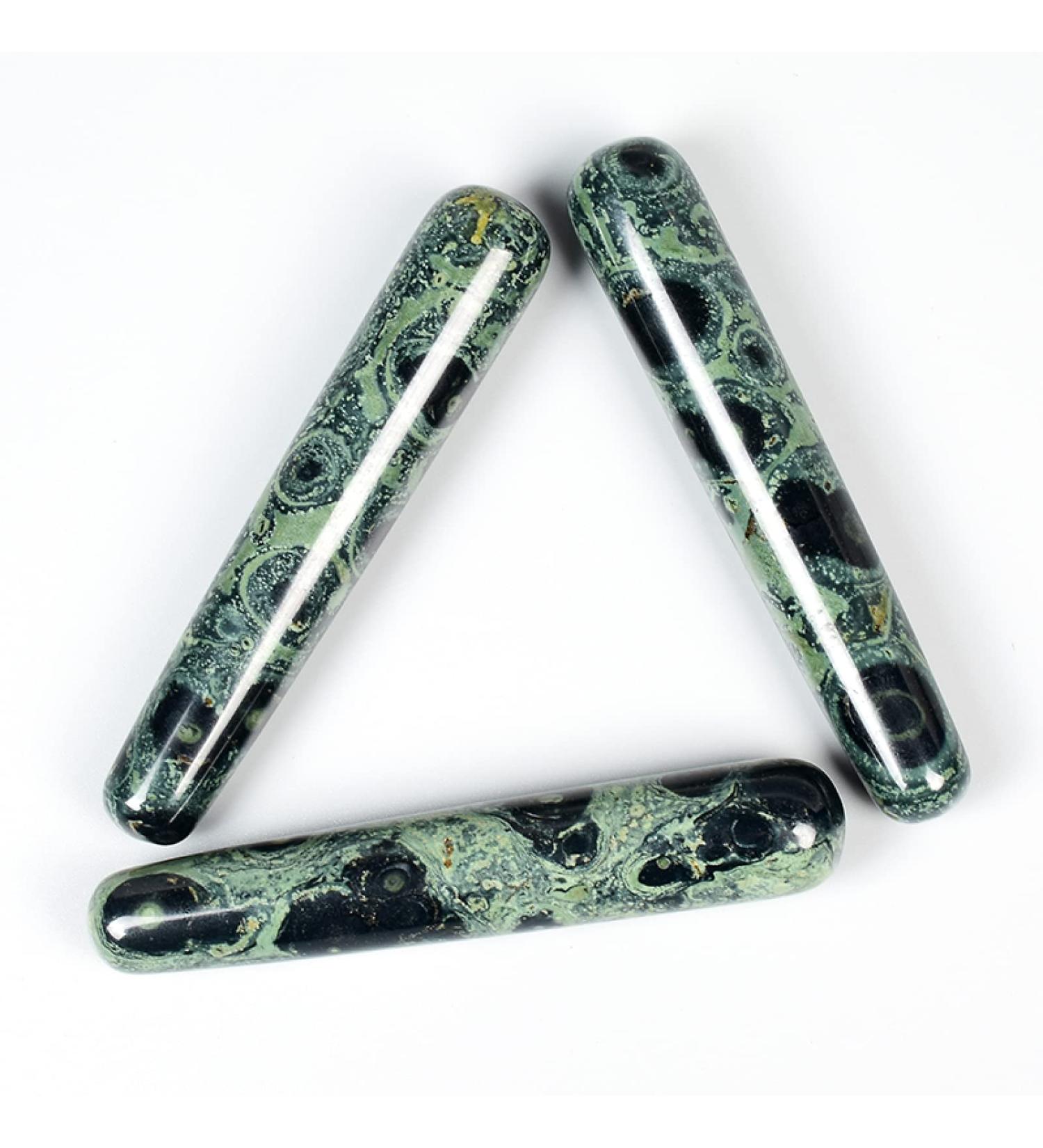 Natural Stone Crystal Rod Set - Hand-Carved Massage Tab & Medicinal Crystals for Pelvic Floor Exercise - 3 Pieces + Green - Buy Online on GoSupps.com