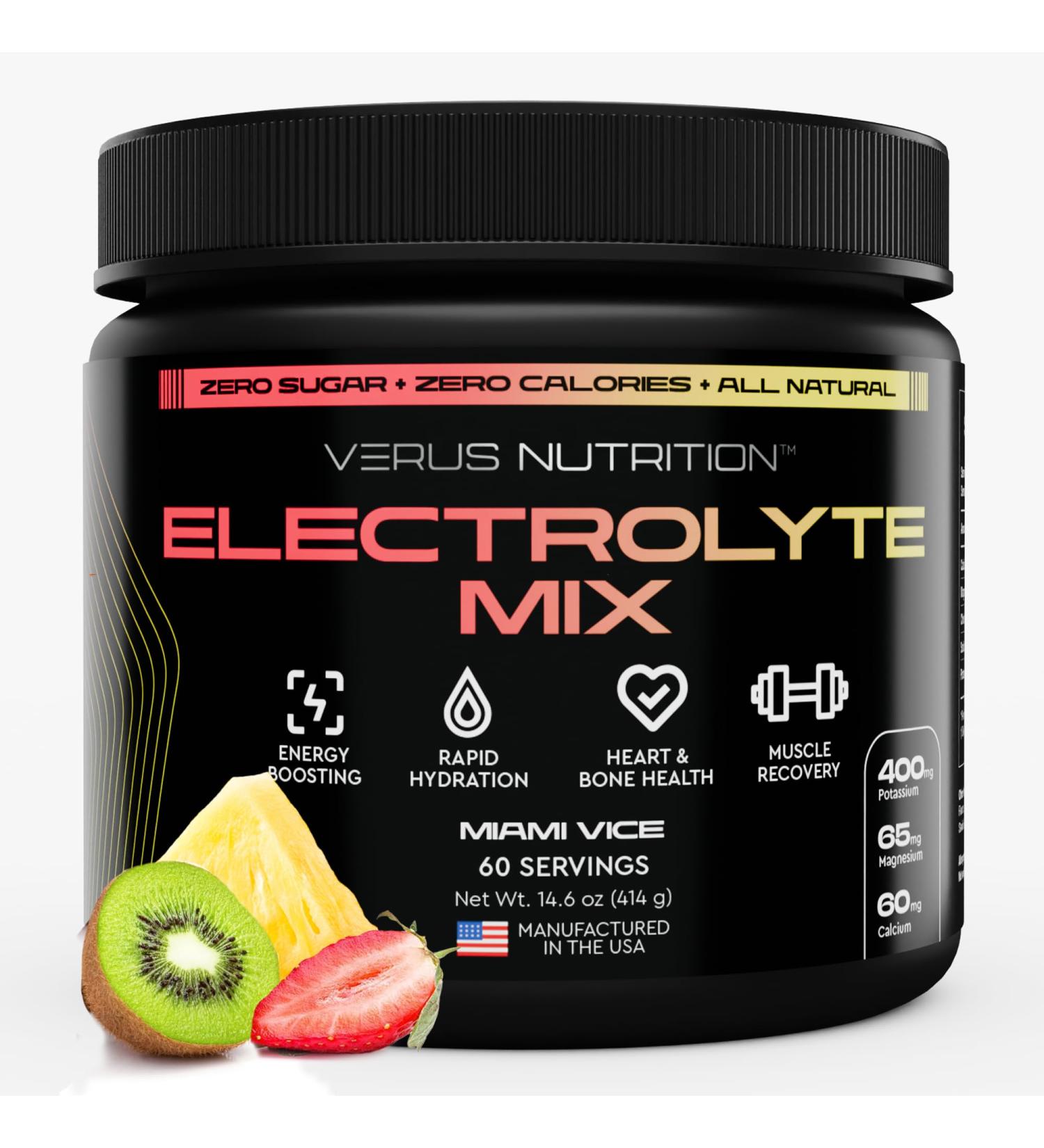 VERUS NUTRITION Electrolytes Powder No Sugar- Zero Calorie Hydration Powder | Sugar Free Electrolytes for Fasting Keto & Vegan | Natural Ingredients Electrolyte Mix 60 Servings - Buy Online on GoSupps.com