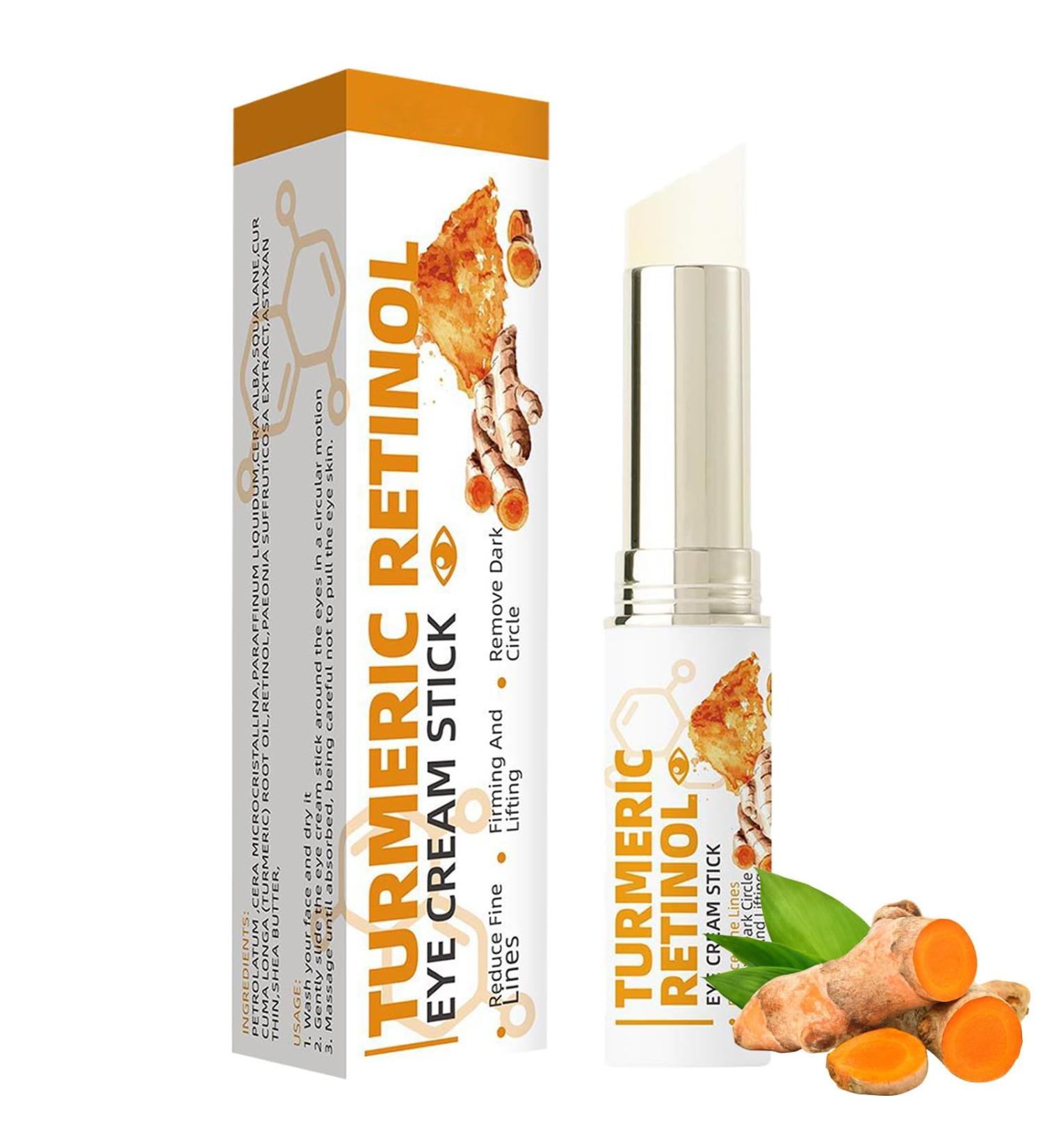 Turmeric Retinol Eye Cream Stick Moisturizing Eye Cream Anti-Aging Under Eye Cream for Dark Circles Puffiness Eye Bags (1 PCS) - Buy Online on GoSupps.com
