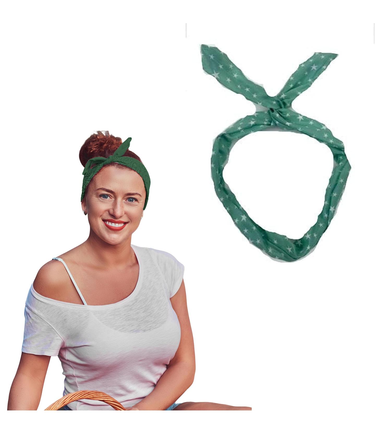 Lizzy Wired Hair Headband | Retro Rockabilly Adjustable Plain & Printed Wire Headbands Hair Accessory Head Wrap Vintage Various Colour & Designs