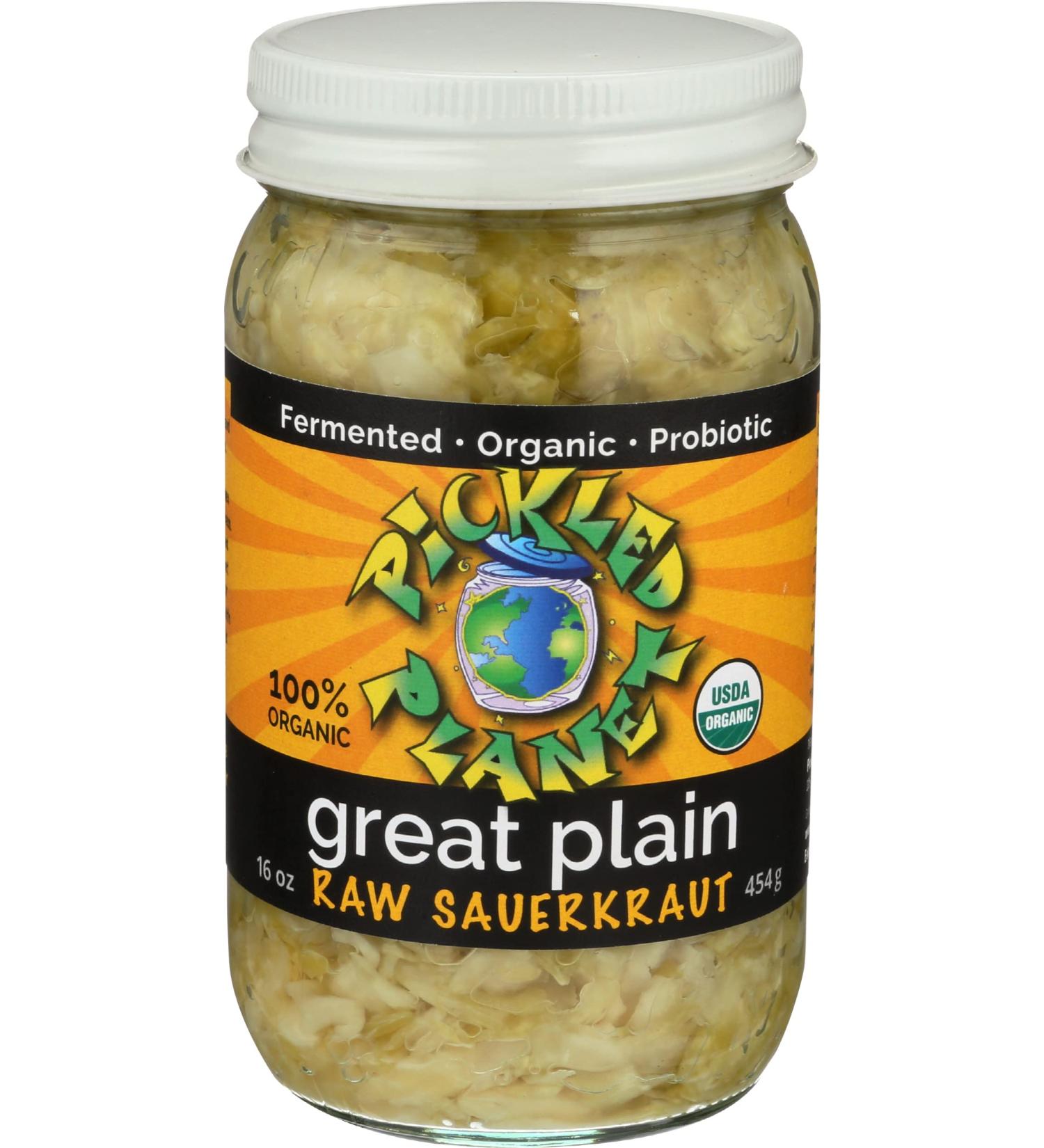 PICKLED PLANET Organic Raw Sauerkraut 16oz - 1lb (Pack of 1) | Fermented Cabbage Superfood - Buy Online on GoSupps.com