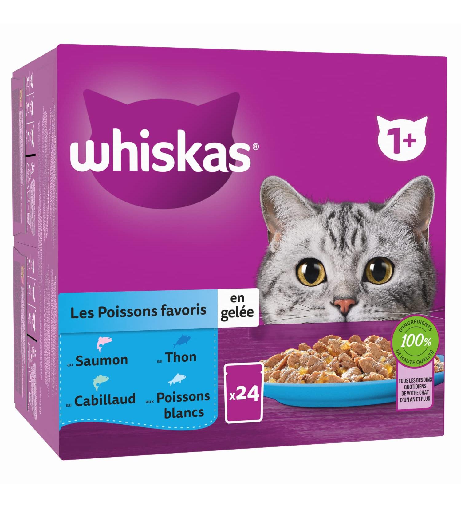 WHISKAS Cat Meals - 48 Fresh Sachets (Pack of 2 Packs 24x85g) - Favorite Fish (4 varieties) - Cat Pate - Buy Online on GoSupps.com