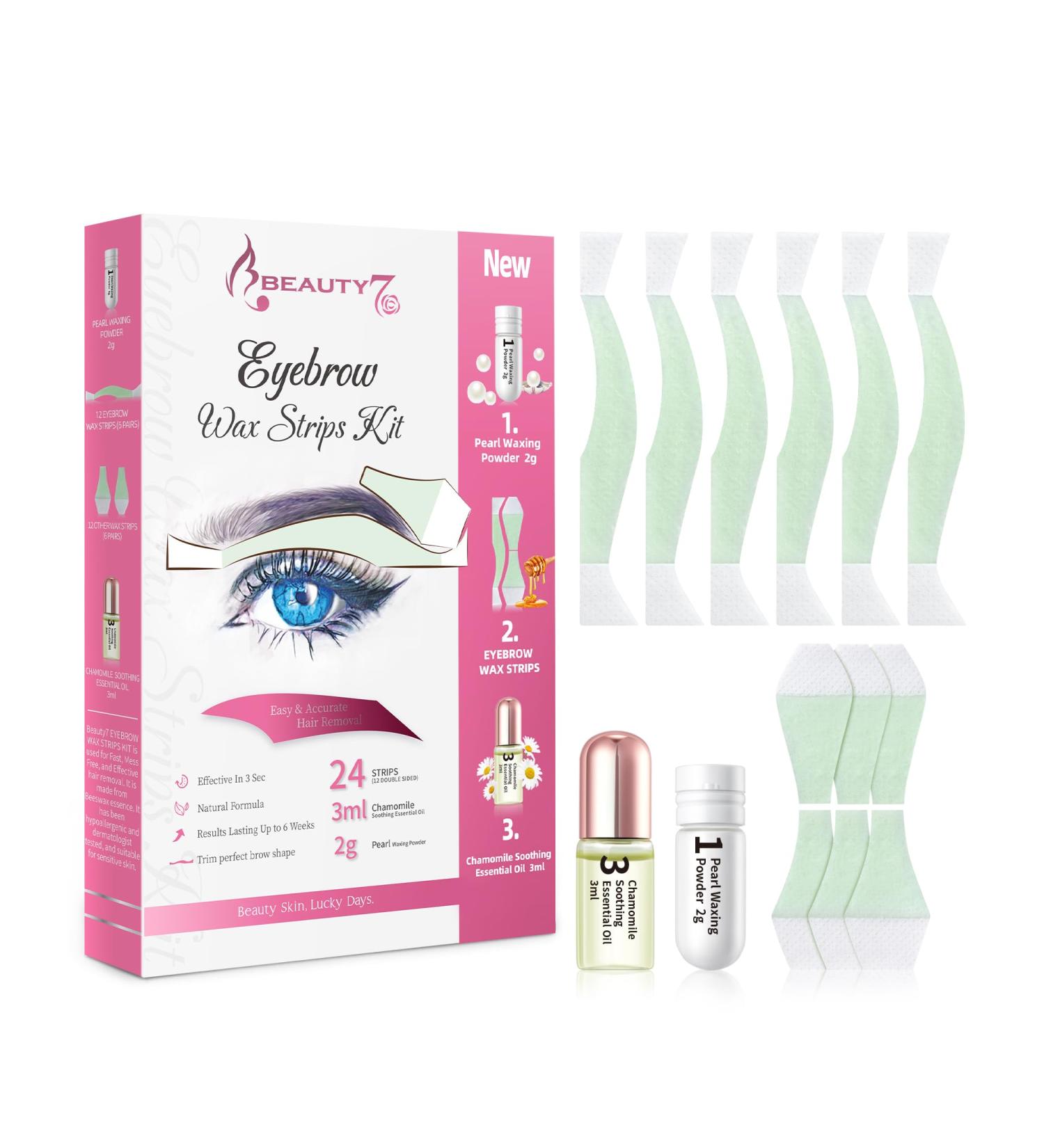 Beauty7 Cold Wax Strips for Eyebrows - Pain-Free & Precise Hair Removal with Chamomile Oil | International Shipping - Buy Online on GoSupps.com
