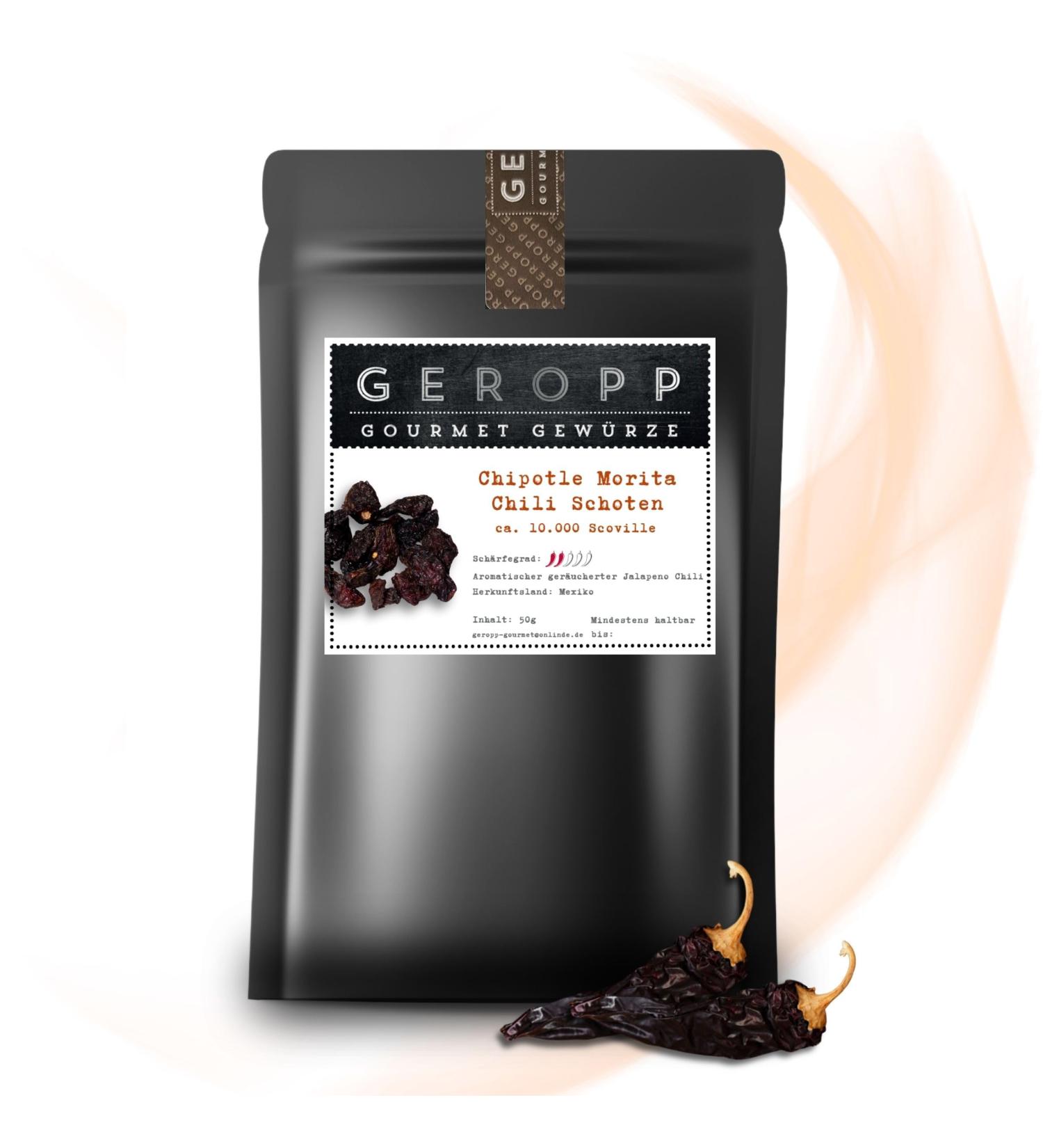 Geropp Gourmet Chipotle Morita Chili 50g | 10 000 Scoville | Smoked Jalapeno Spice for Grilling & Cooking | Perfect Gift Idea - Buy Online Today! - Buy Online on GoSupps.com