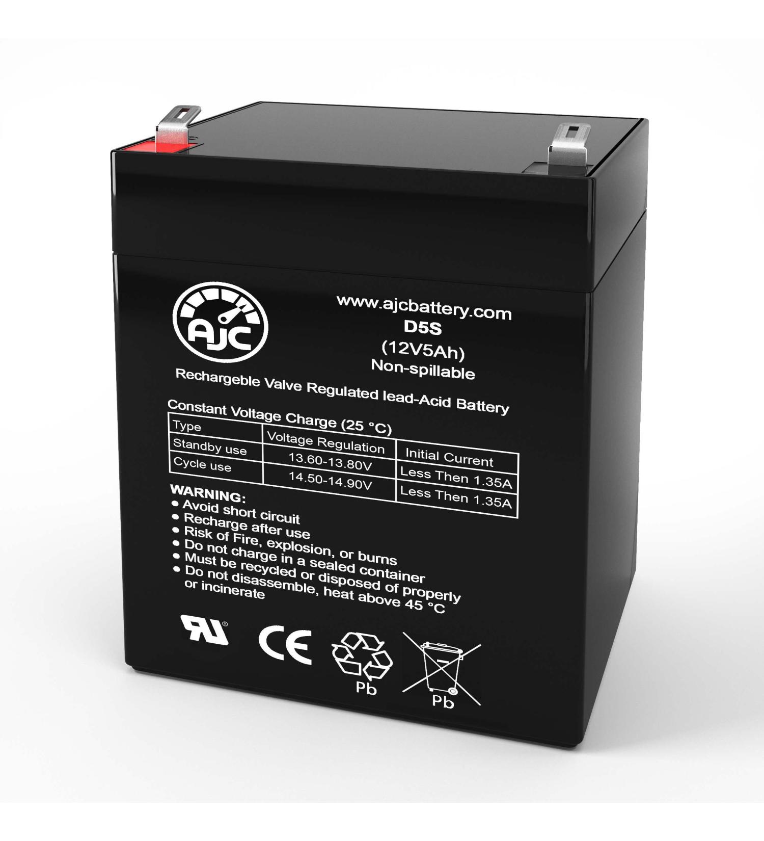 Buy AJC 12V 5Ah Sealed Lead Acid Battery Compatible with Gruber Power 58AGPS-12-6-F2 - International Shipping Available - Buy Online on GoSupps.com