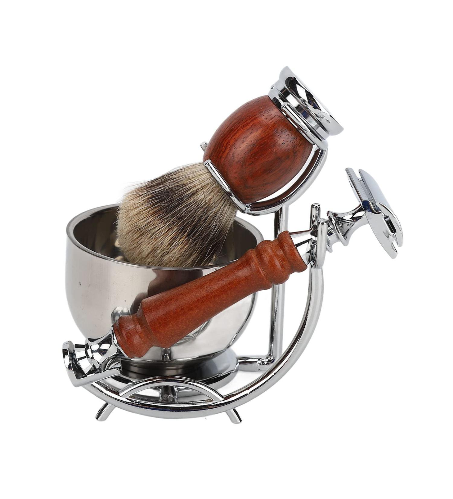 Natudeco Men's Razor Care Set - Premium Manual Shaving Kit with Brush Holder & Replacement Accessories - Perfect Gift for Fathers & Dads - Buy Online on GoSupps.com
