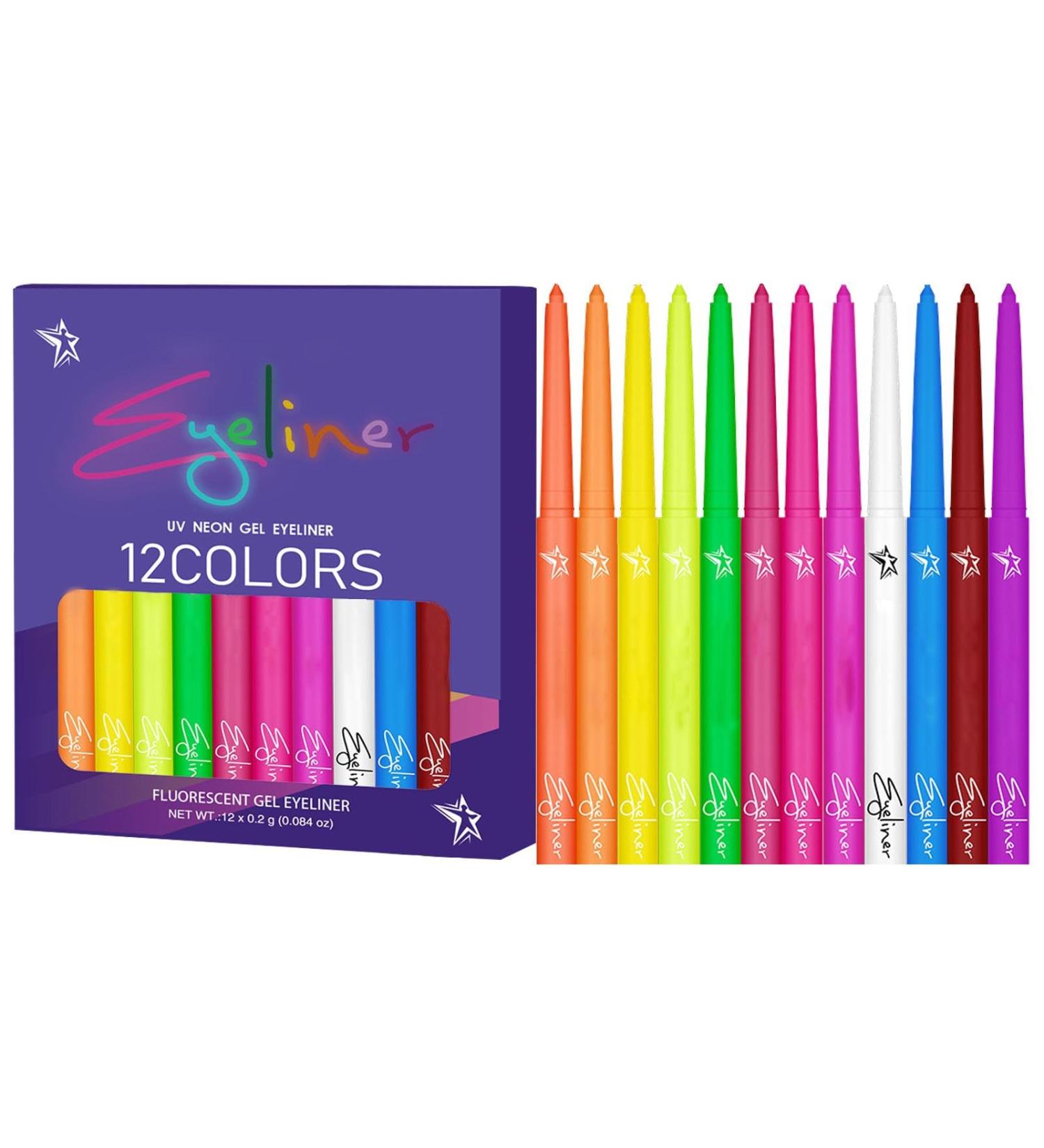 Color Liquid Eye Liner - Colorful Eyeliner Liquid Quick-Drying Eye Makeup Kit 12 Colors Highly Pigmented UV Fluorescent Eye Liner Waterproof Long-Lasting Festival Accessories for Parties - Buy Online on GoSupps.com