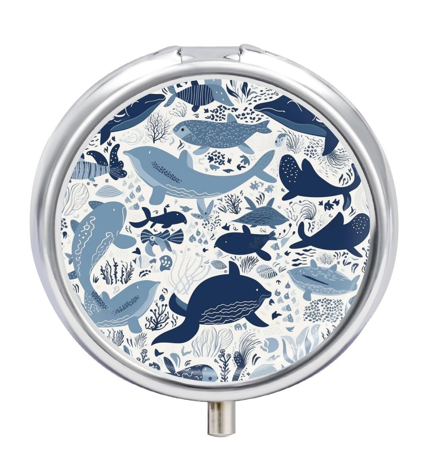 Travel Pill Box - 3 Compartment Portable Medicine Organizer | Turtle & Octopus Pattern | Compact Pill Case for Purse & Pocket - Buy Online on GoSupps.com