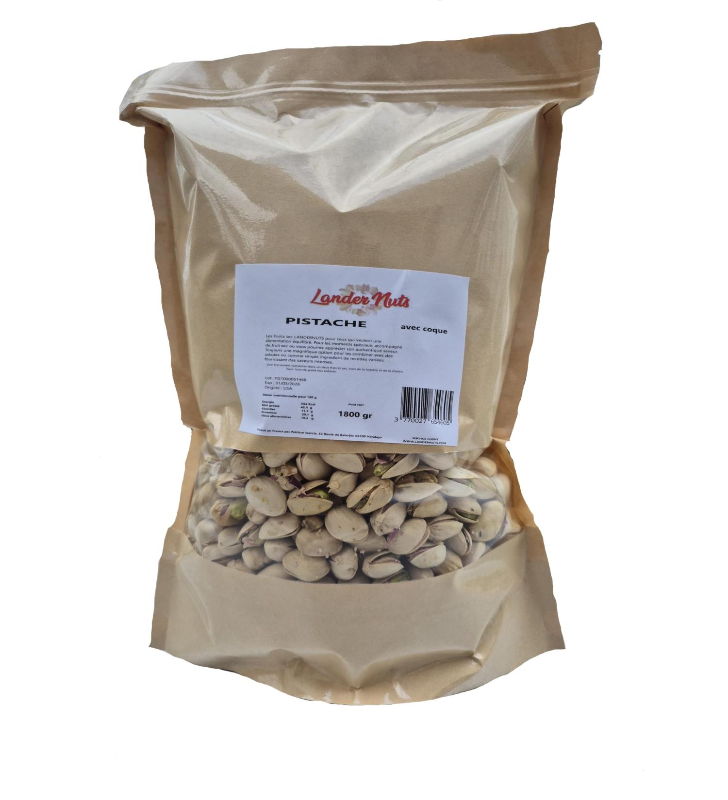 Extra Pistachio with shell Extra Unsalted 1.8 Kg 100% Natural Landernuts - Buy Online on GoSupps.com