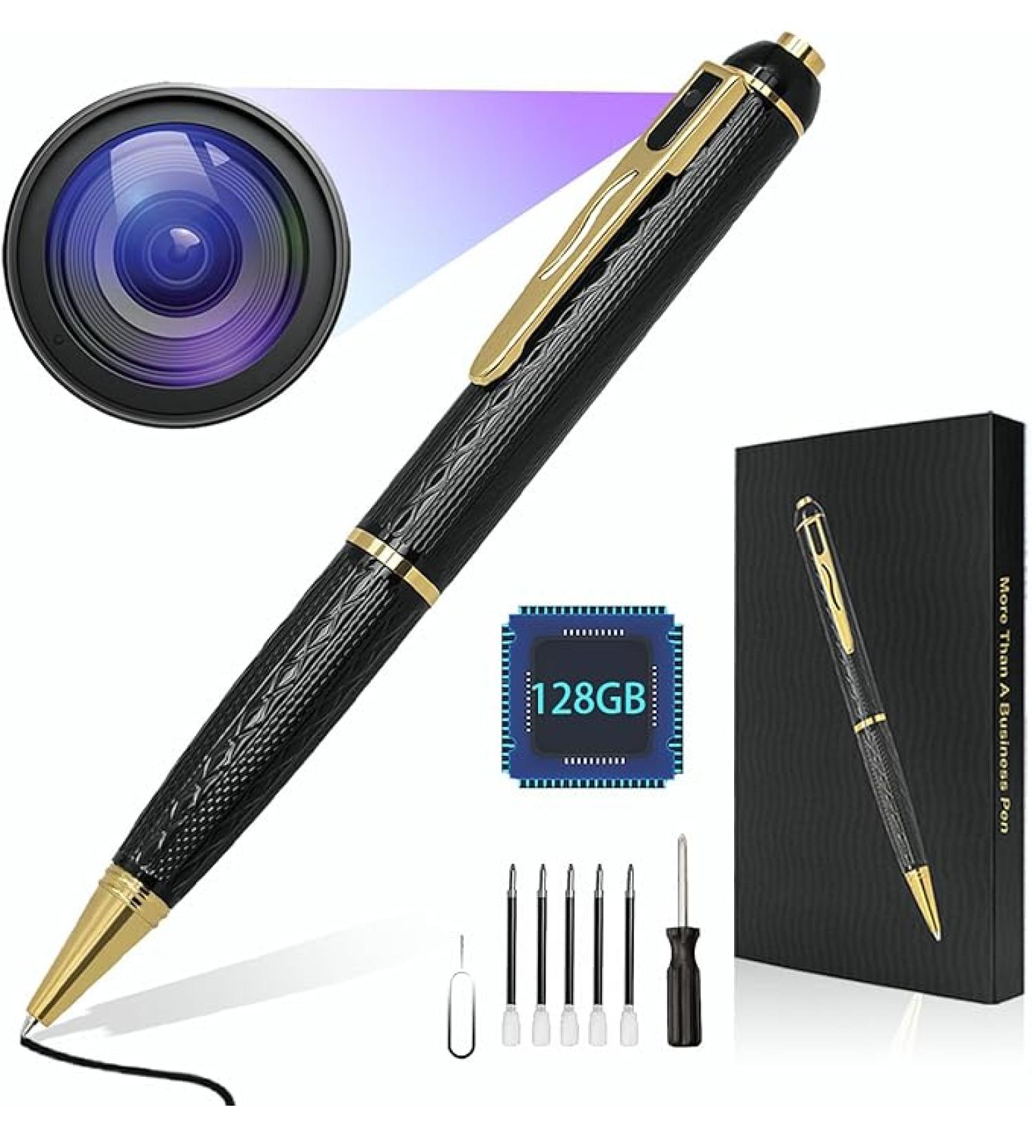 128G Hidden Camera, 1080P Spy Camera Pen, Body Camera, Mini Nanny Cam with 300 Minutes Video Loop Recording, Secret Camera-One Button Wireless Security Camera for Home - Buy Online on GoSupps.com